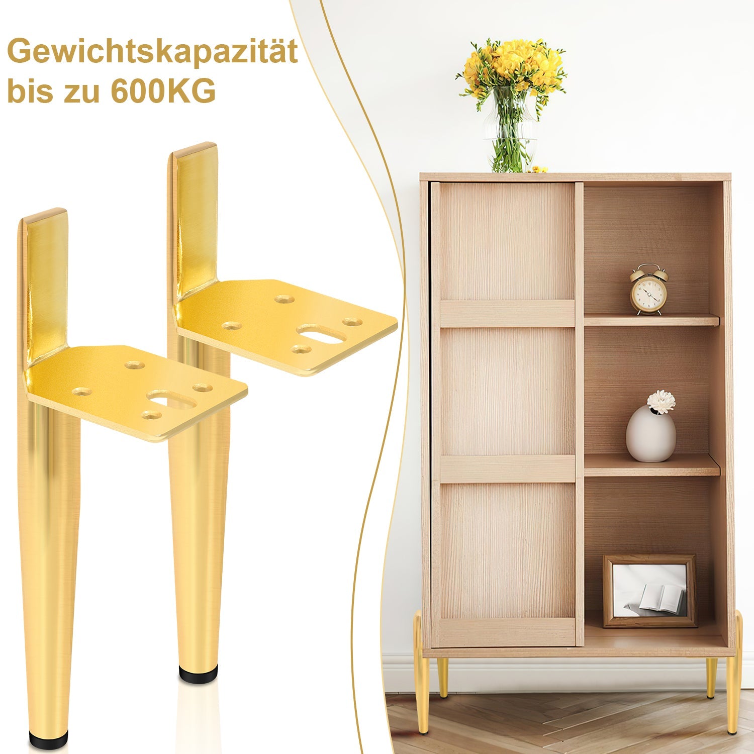 Cosmo Go 4er Set Metall Möbelfüße Schrankfüße Gold