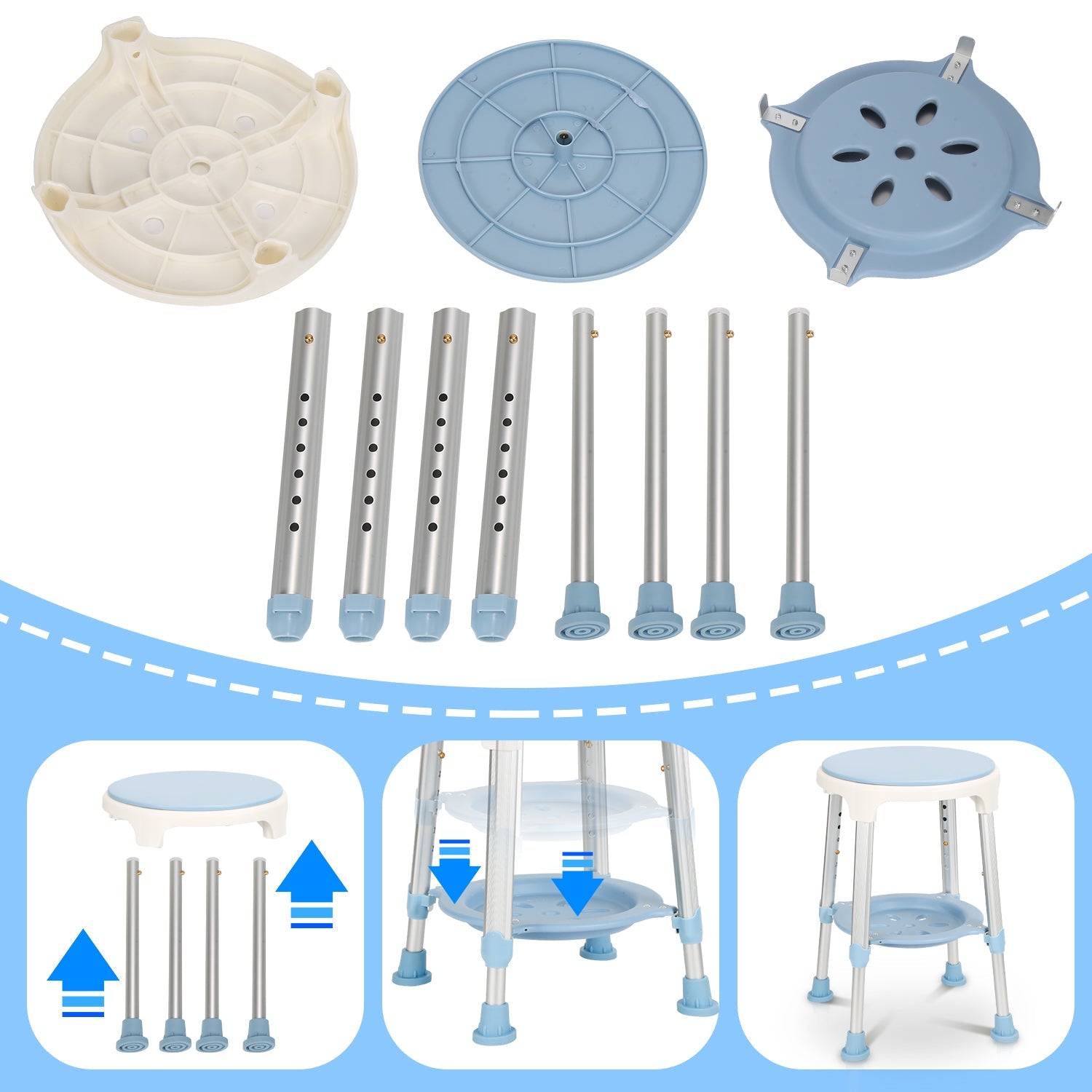 Cosmo Go Duschhocker 360°Drehbarer mit Paletten