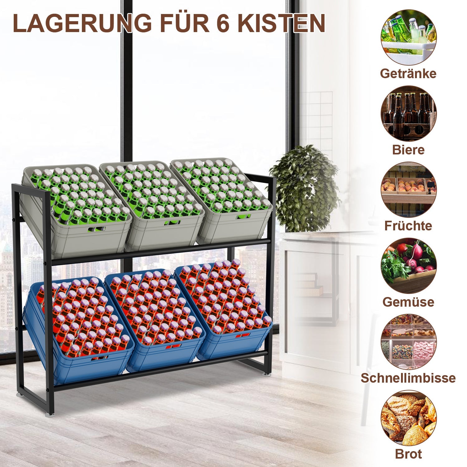 Cosmo Go Getränkekistenregal für 6 Kästen 105*85*32CM