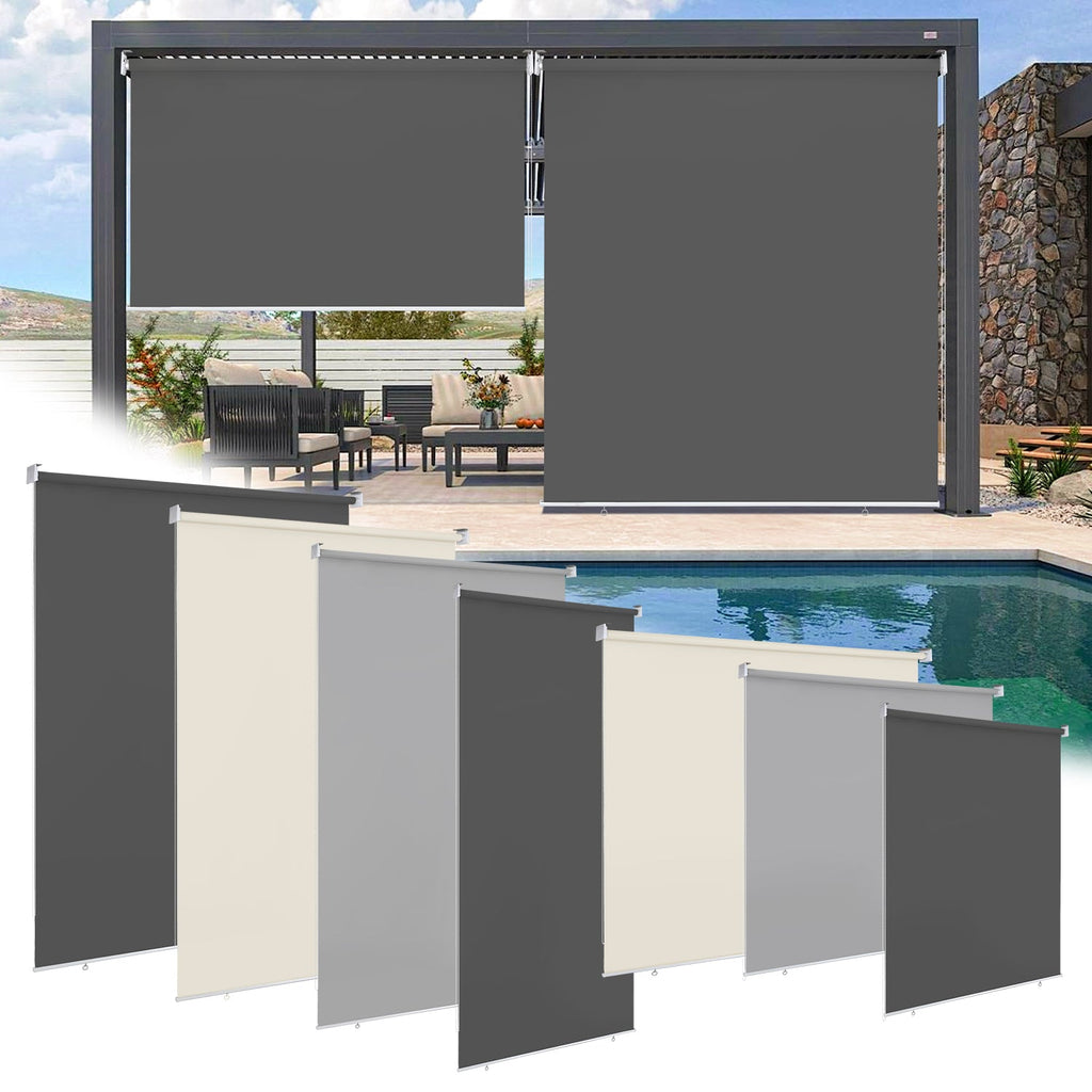 Cosmo Go Senkrechtmarkise AußenRollo Dunkelgrau/Hellgrau