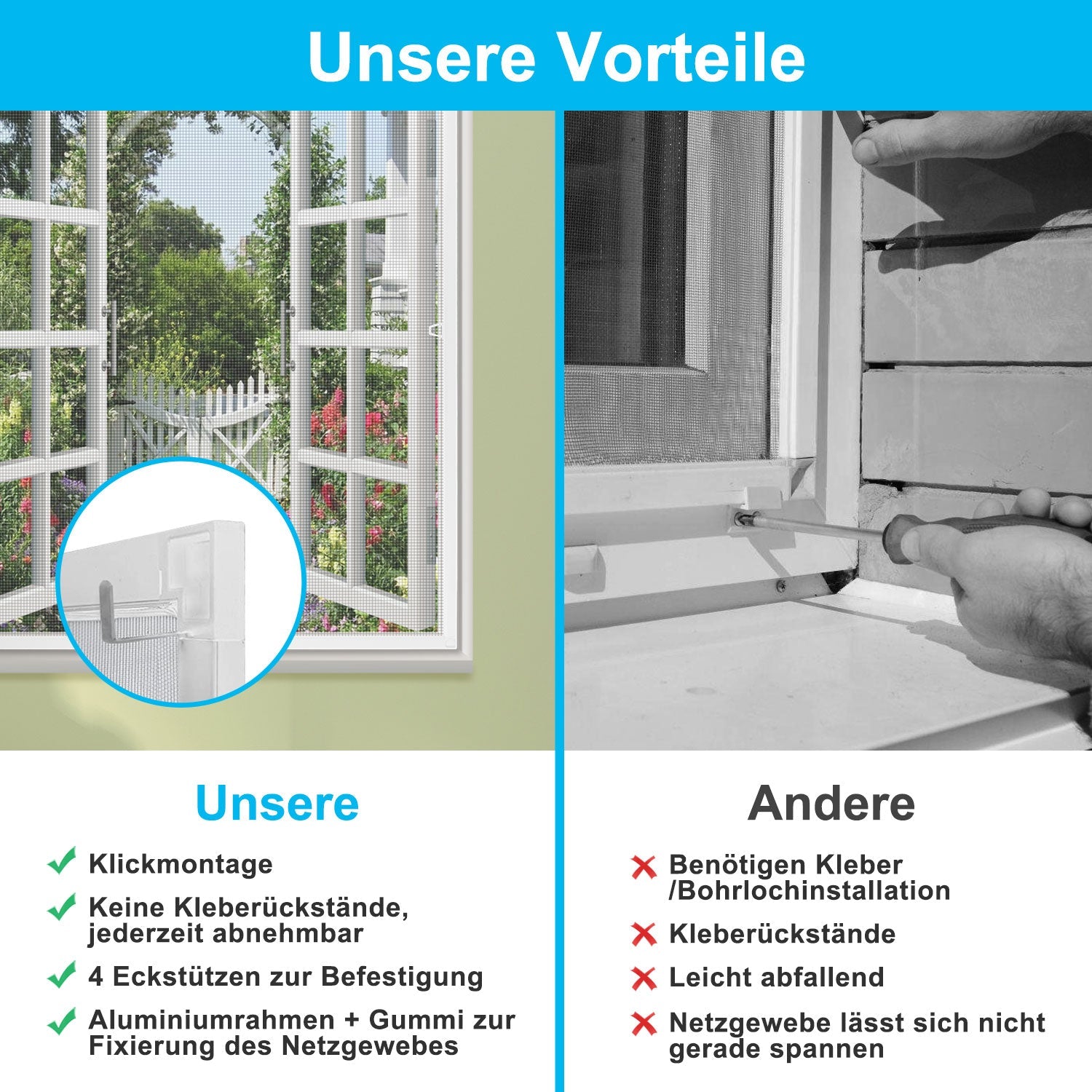 Cosmo Go Fliegengitter Fenster Insektenschutz Weiß