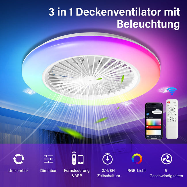Cosmo Go Deckenventilator mit Beleuchtung RGB mit Fernbedienung Main Image