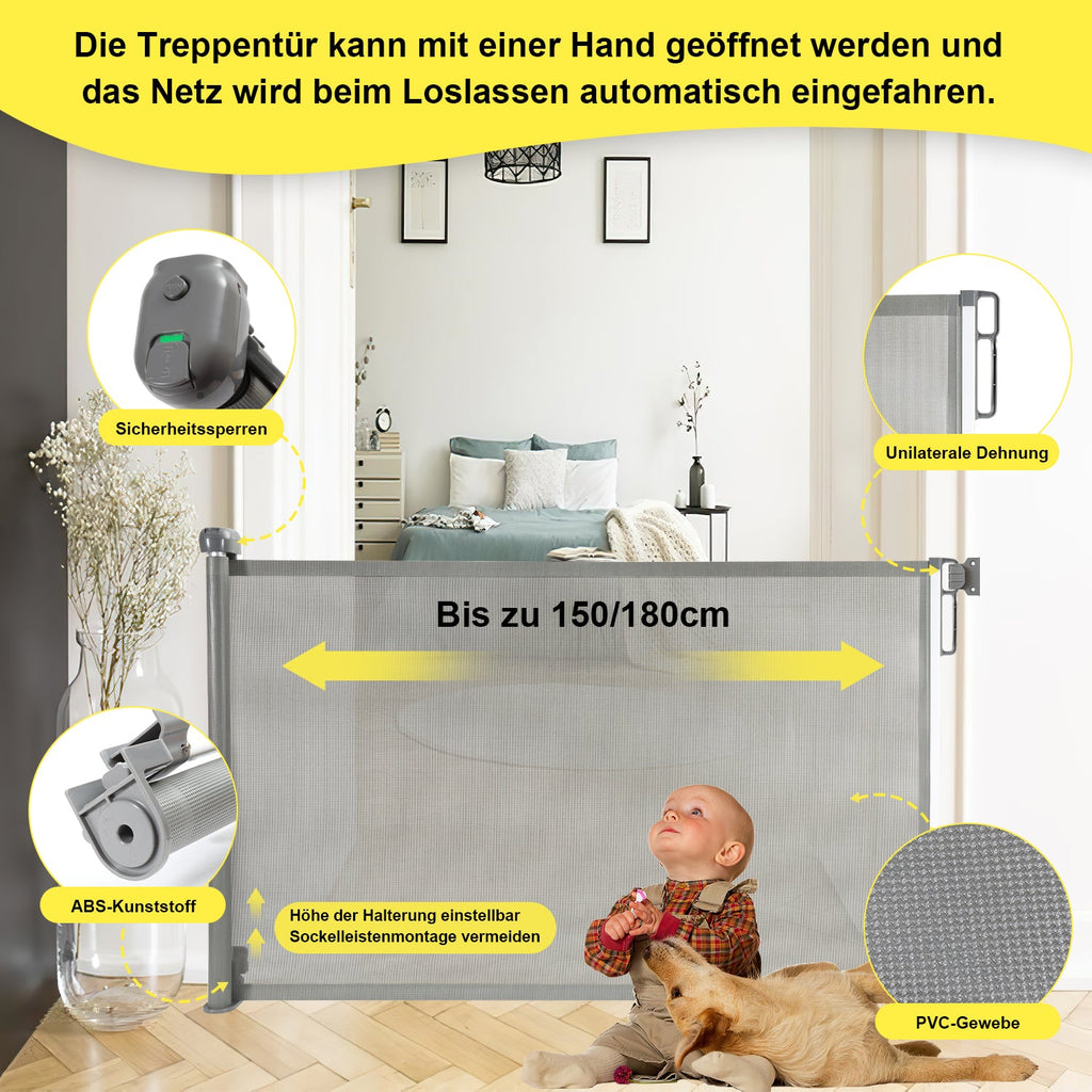 Cosmo Go Treppenschutzgitter Türschutzgitter Ausziehbar 0-150cm/180cm