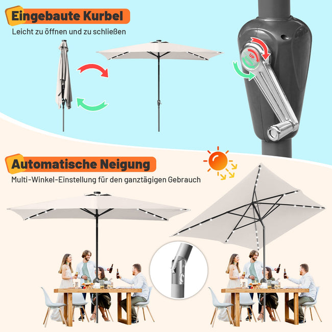 Cosmo Go Sonnenschirm 210x140 / 300x200cm Rechteckig mit LED Solar Main Image