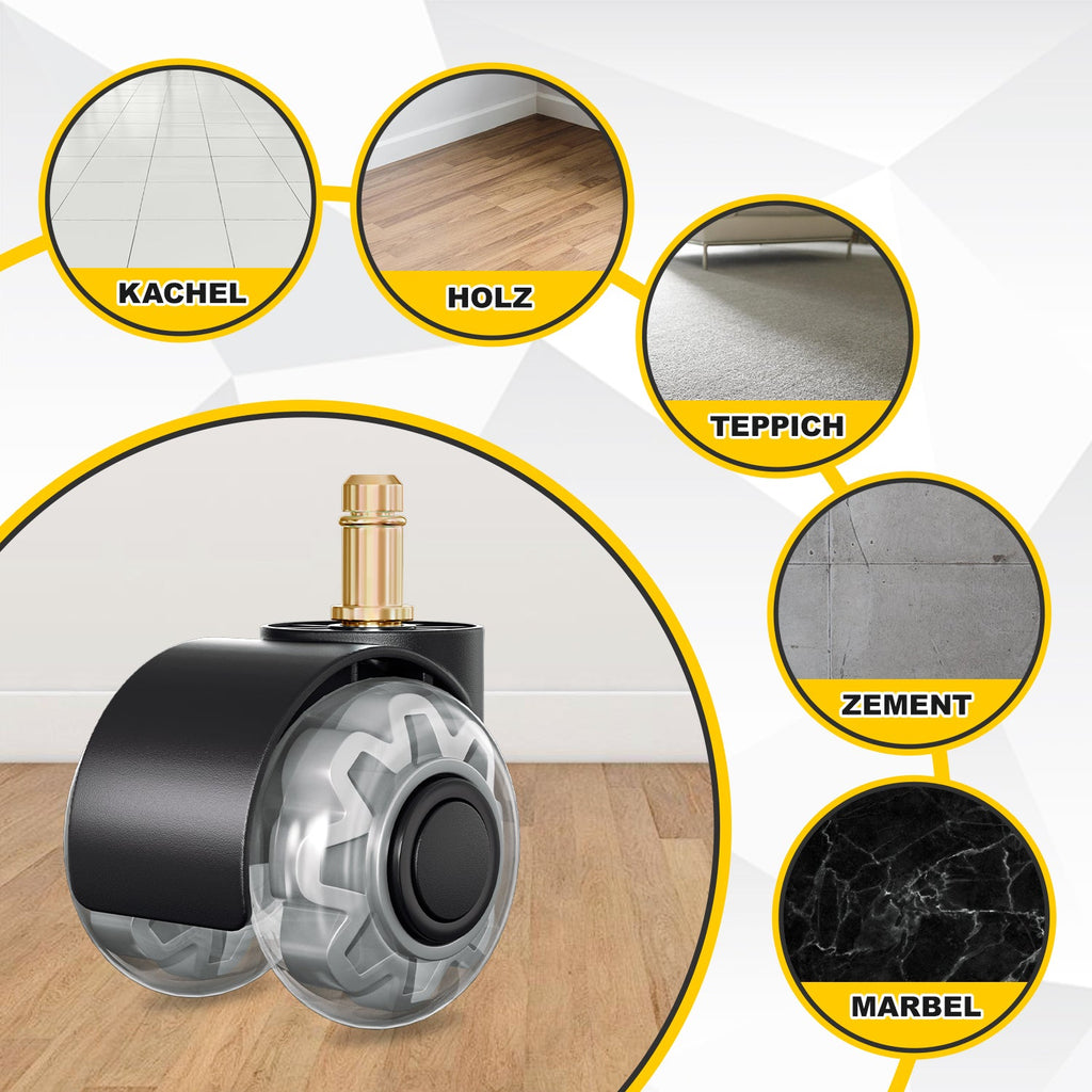 Cosmo Go 5 Stück BürostuhlRollen Drehstuhlrollen 10mm x 22mm