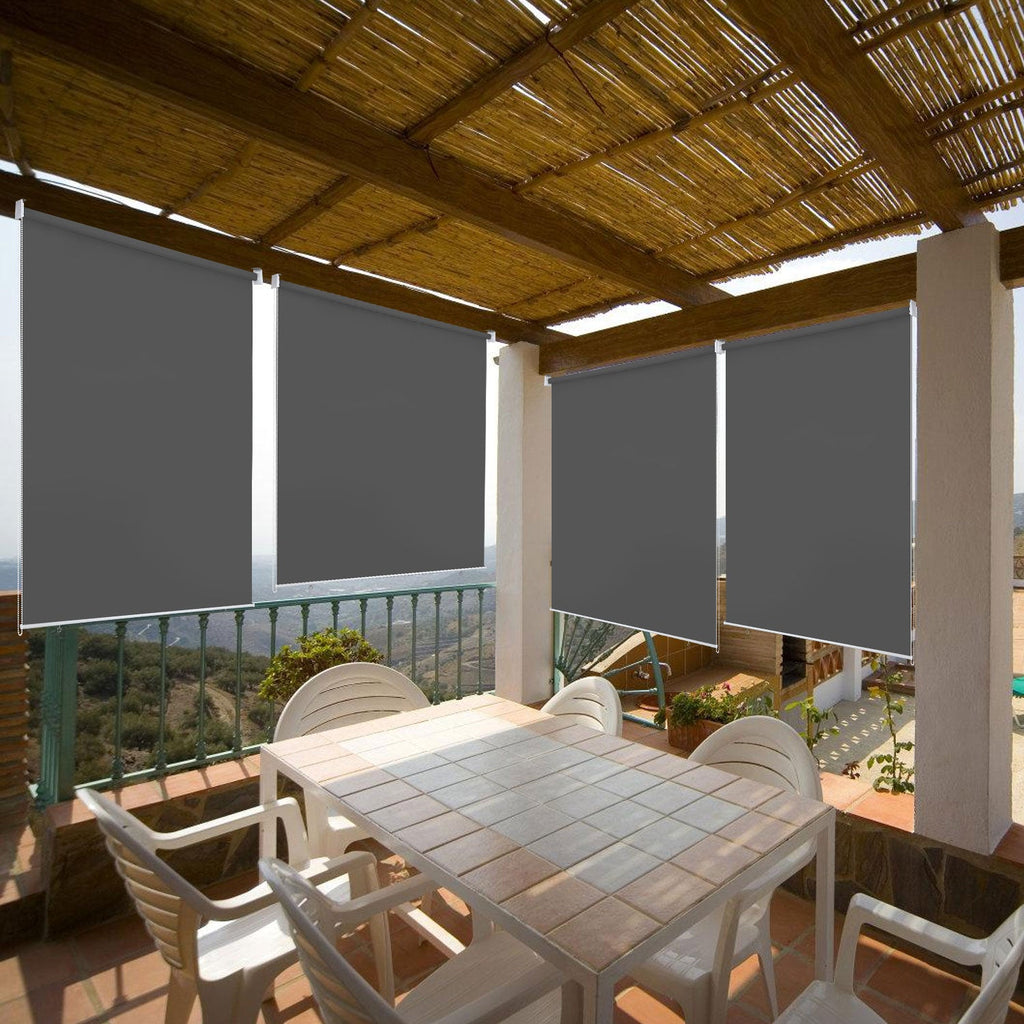 Cosmo Go Senkrechtmarkise AußenRollo Dunkelgrau/Hellgrau