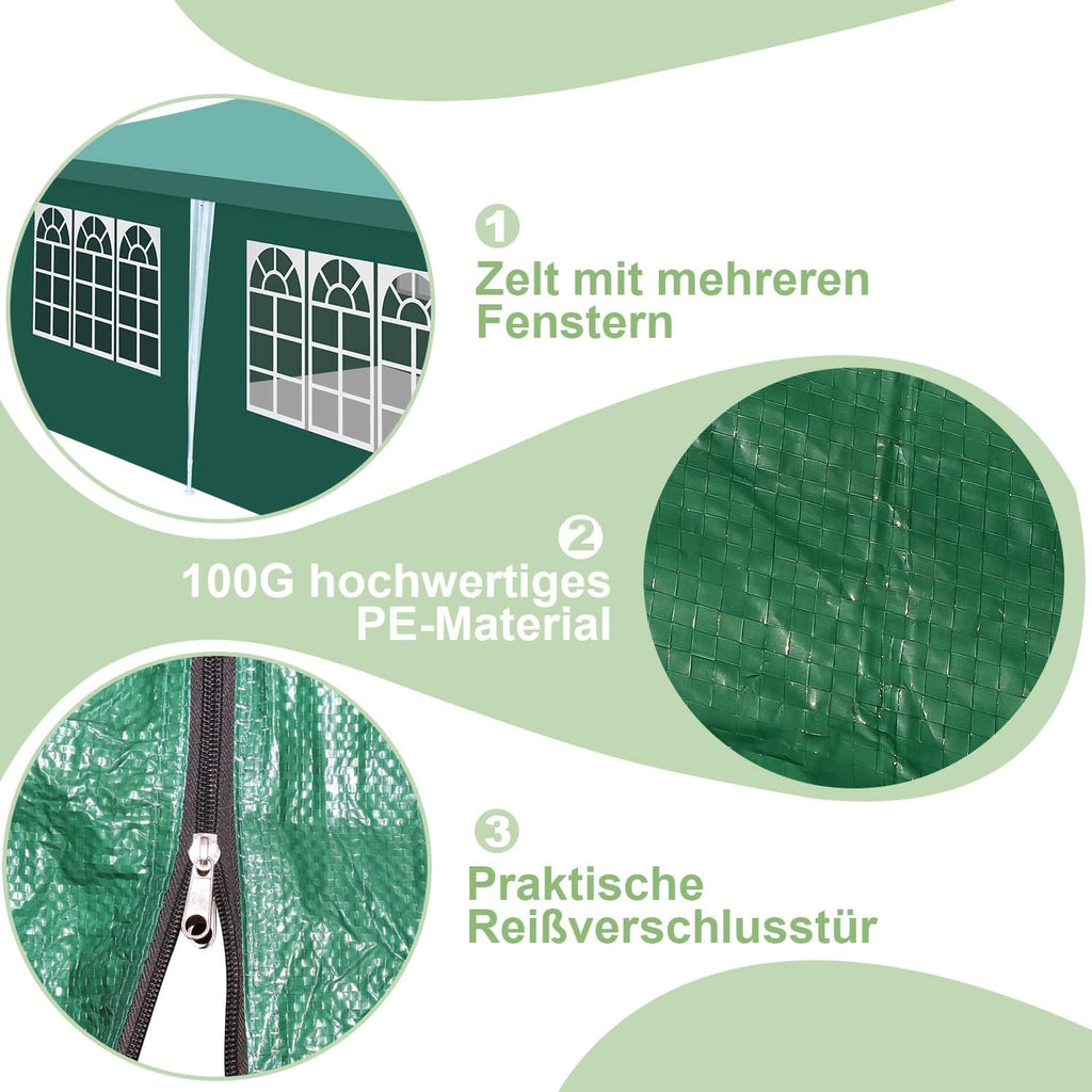 Cosmo Go Pavillon 3x6m Partyzelt Wasserdicht mit Seitenteilen