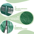 Cosmo Go Pavillon 3x6m Partyzelt Wasserdicht mit Seitenteilen