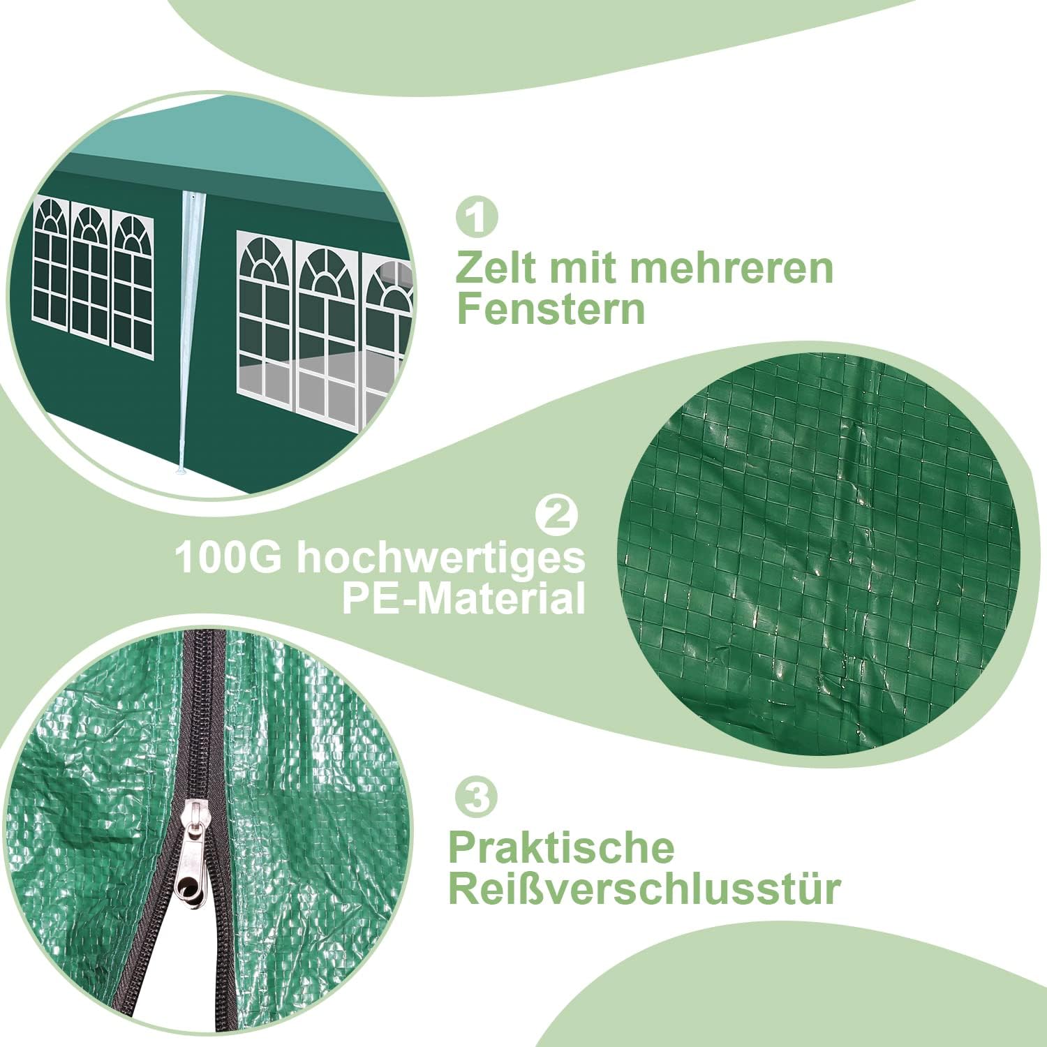 Cosmo Go Pavillon 3x6m Partyzelt Wasserdicht mit Seitenteilen