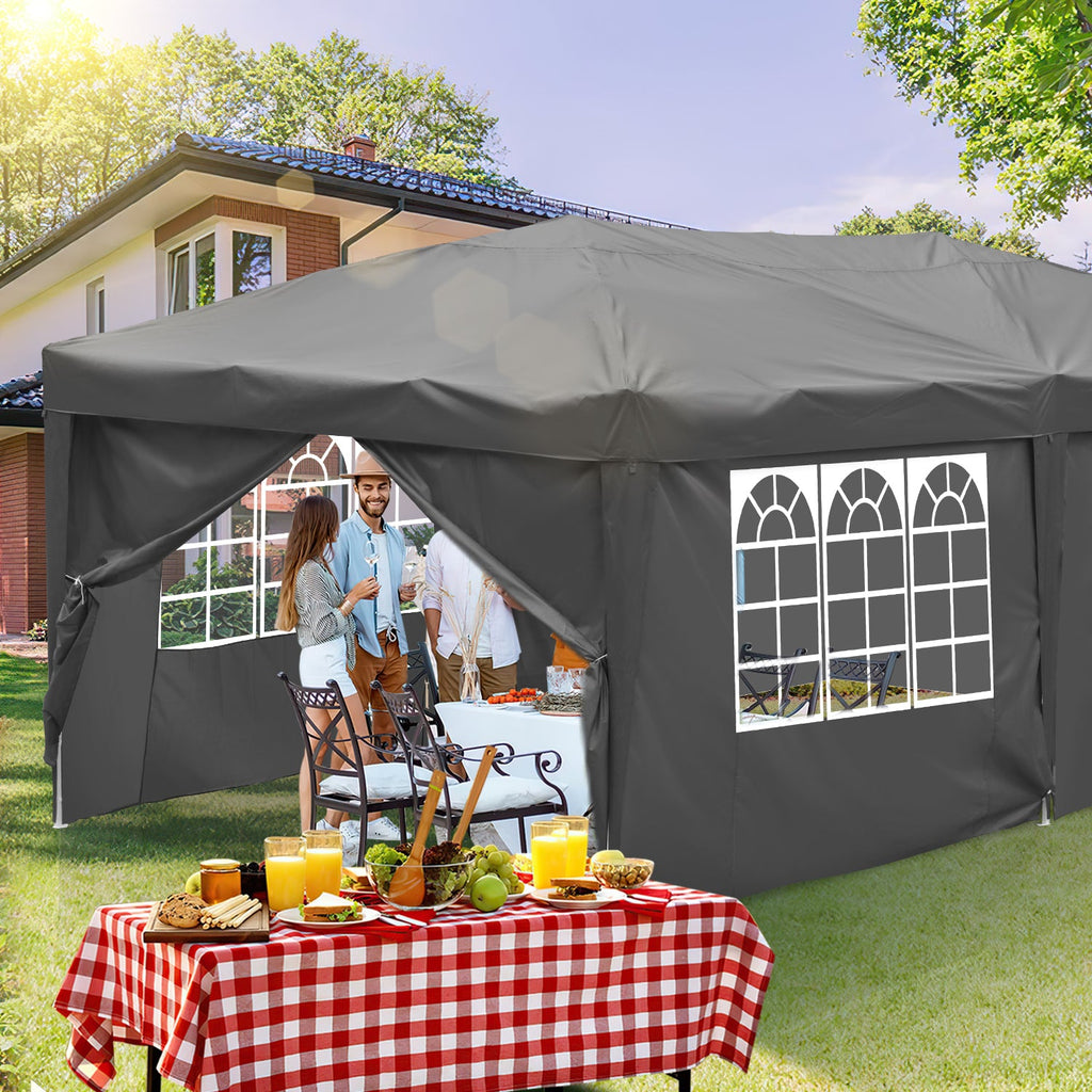 Cosmo Go Pop-Up Pavillon Gazebo mit Zentralverriegelung 3x6m mit Seiten