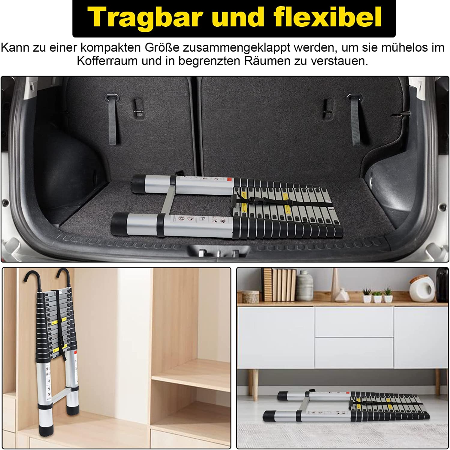 Cosmo Go Teleskopleiter mit 2 Abnehmbarem Haken