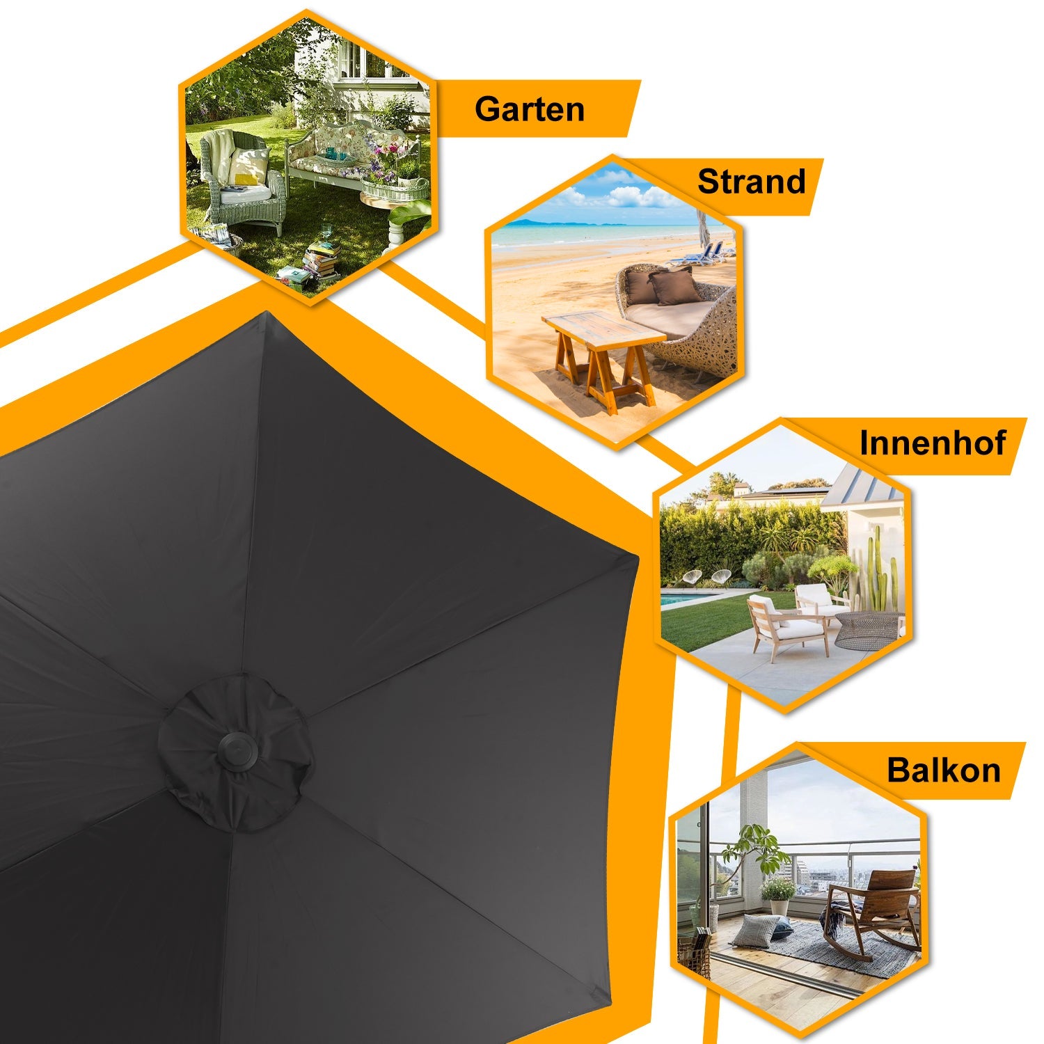 Cosmo Go Sonnenschirm 2.7m Winkelverstellbar mit/ohne LED