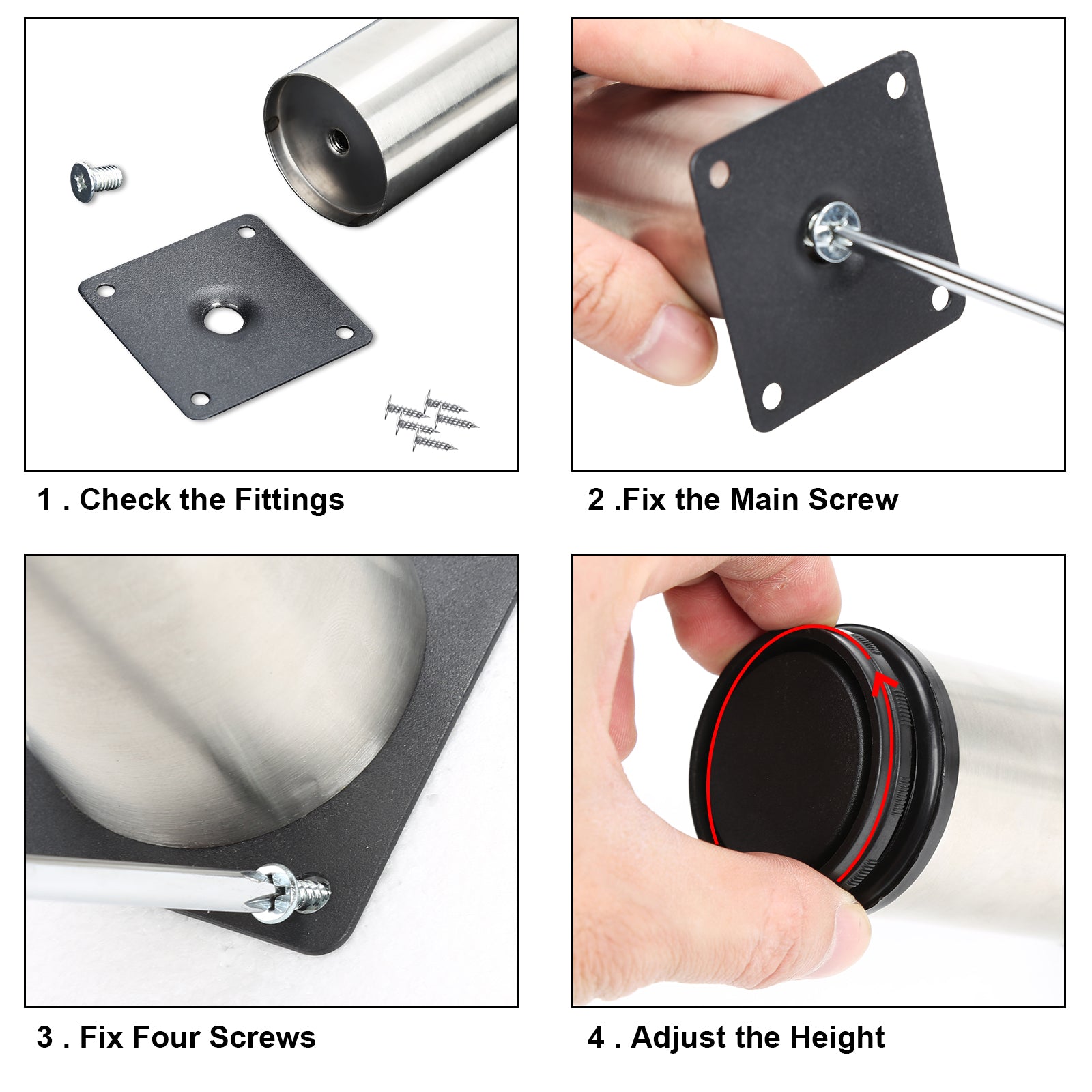 Cosmo Go 4er Set Möbelfüße Edelstahl Verstellbare