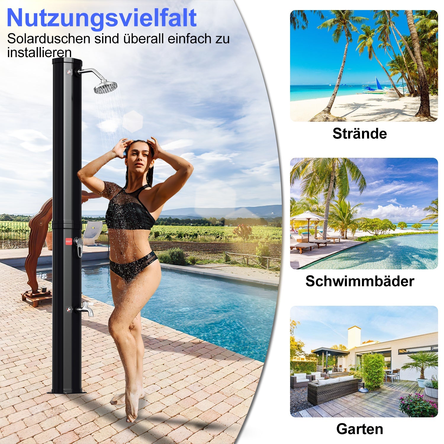 Cosmo Go Solardusche 35L Solardusche Gartendusche Inkl. Schutzhaube