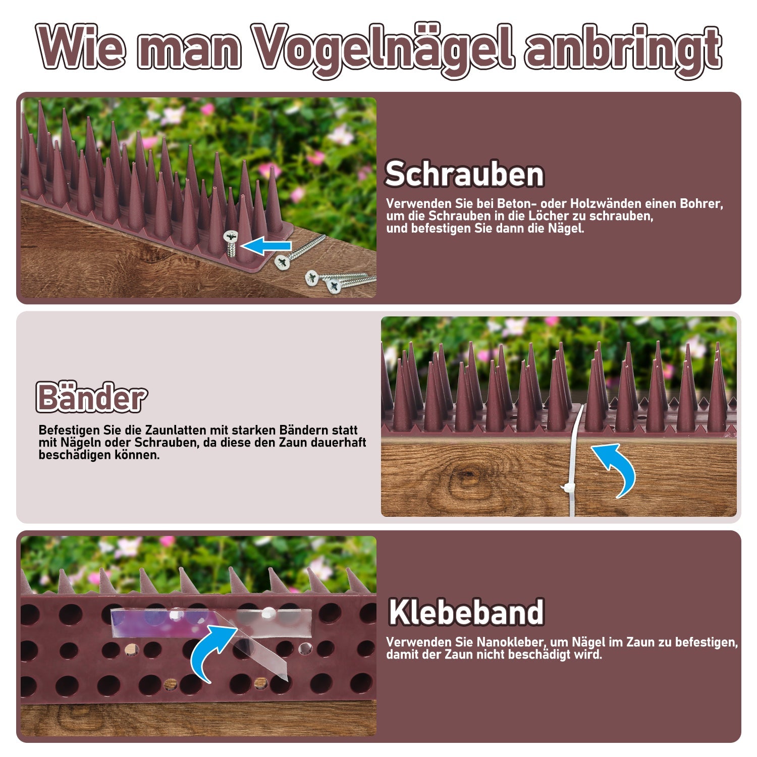 Cosmo Go Vogelspikes Taubenspikes Kunststoff 12 Stück