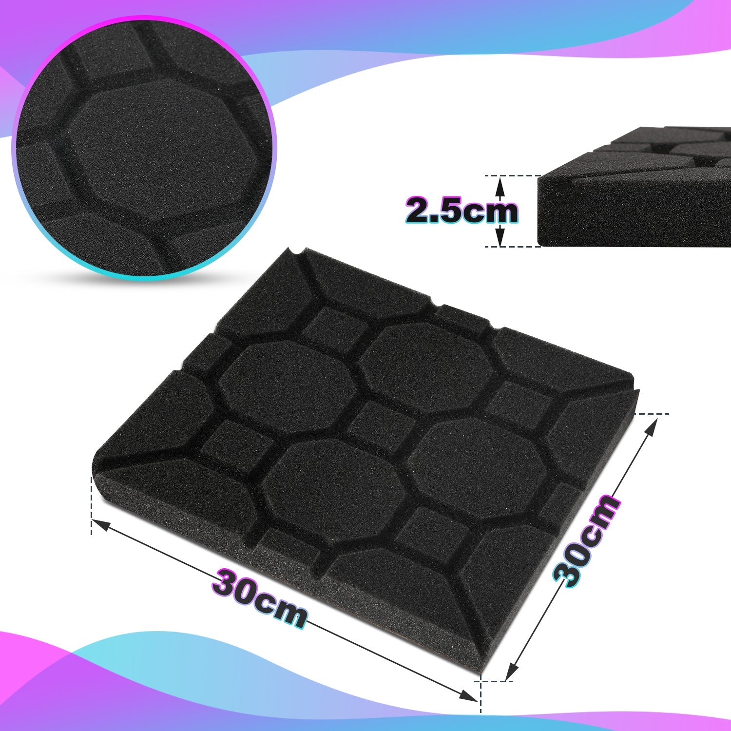 Cosmo Go Akustikschaumstoff Selbstklebend Quadrat