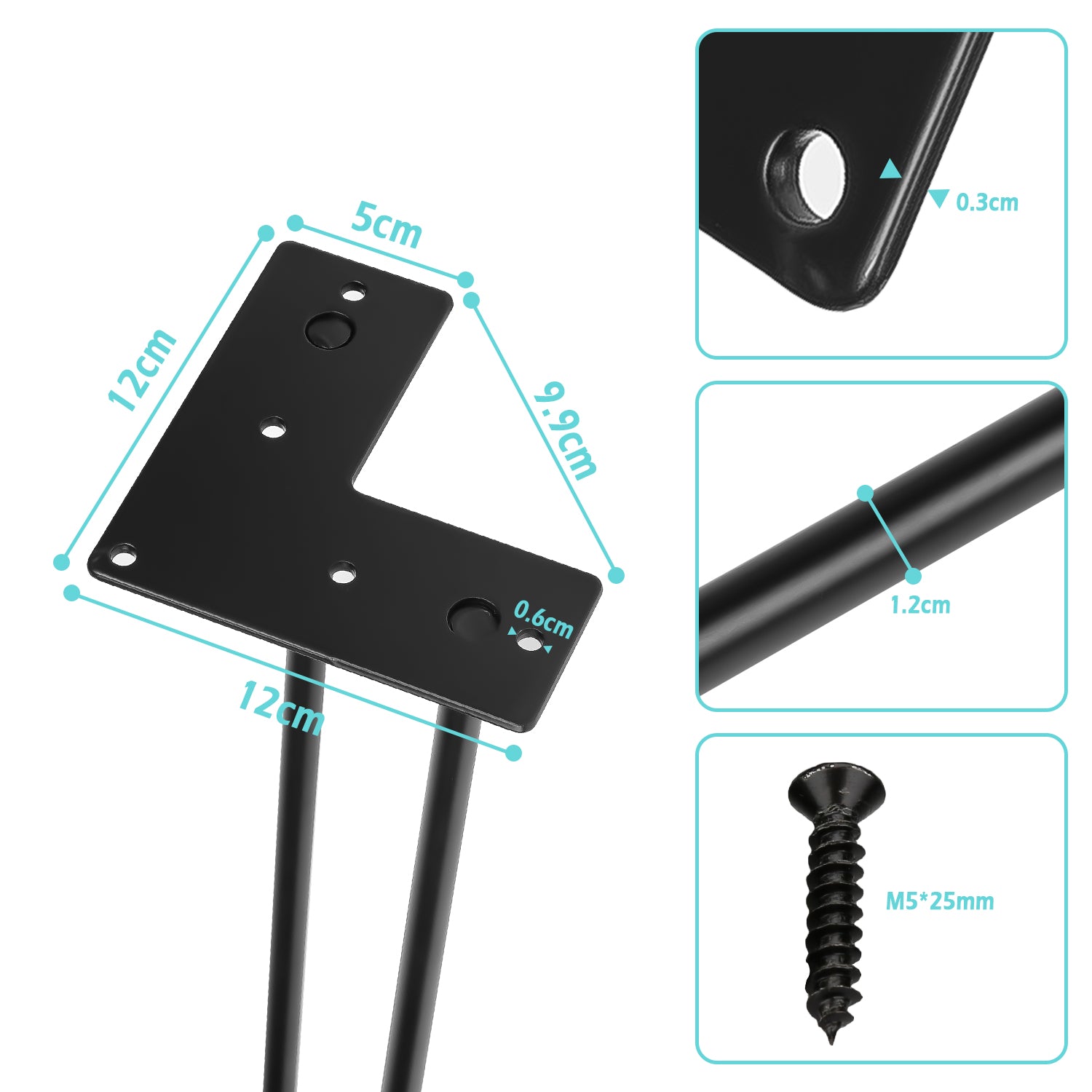 Cosmo Go Hairpin Legs Tischbeine Metall schwarz