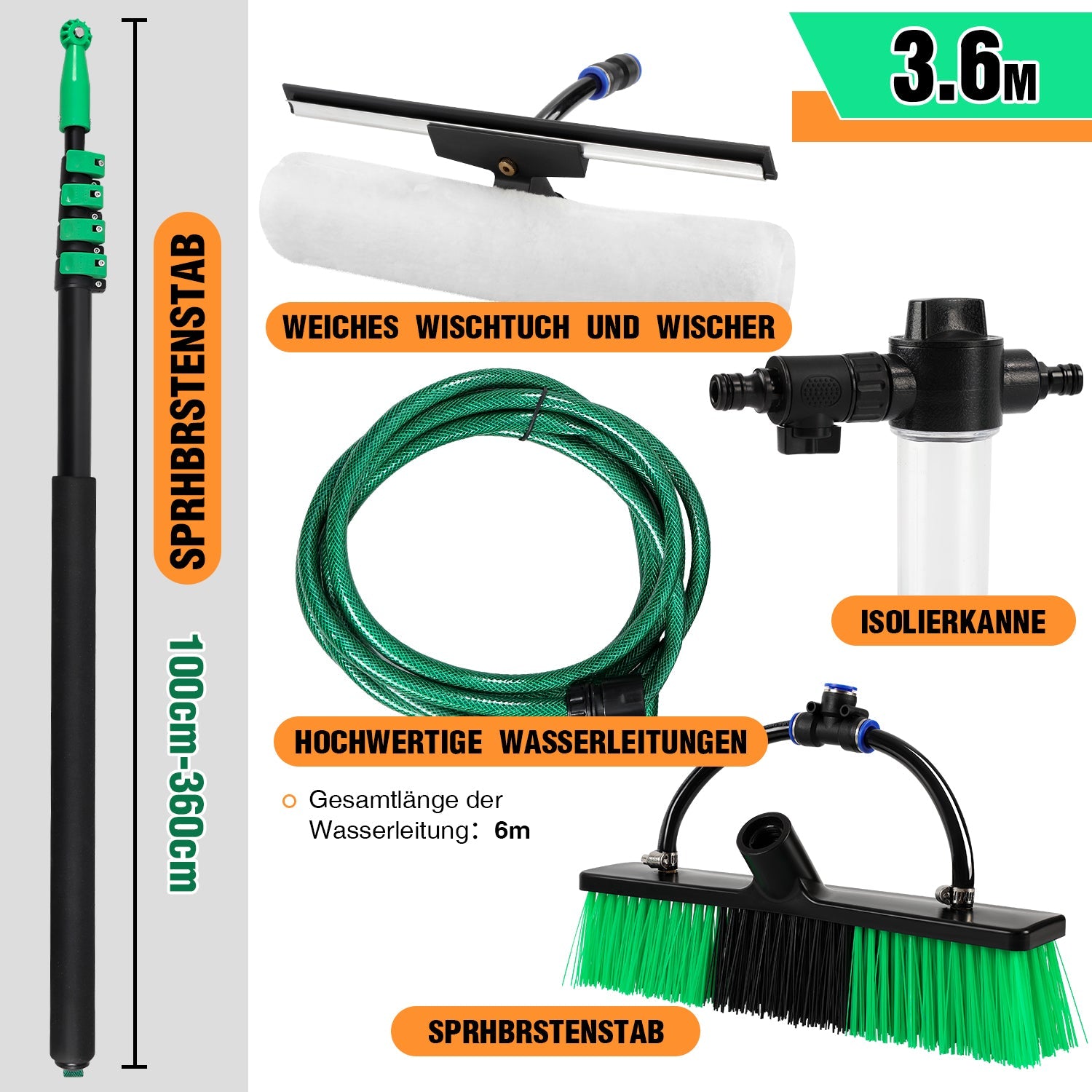 Cosmo Go Teleskop Waschbürste mit Teleskopstiel 3.6m/4.8m