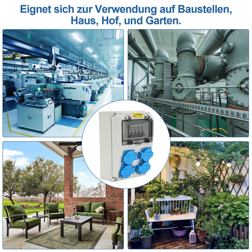 Cosmo Go Wandverteiler mit 4xSchuko-Steckdose16A 250V, 4xCEE Steckdosen 16A 1P