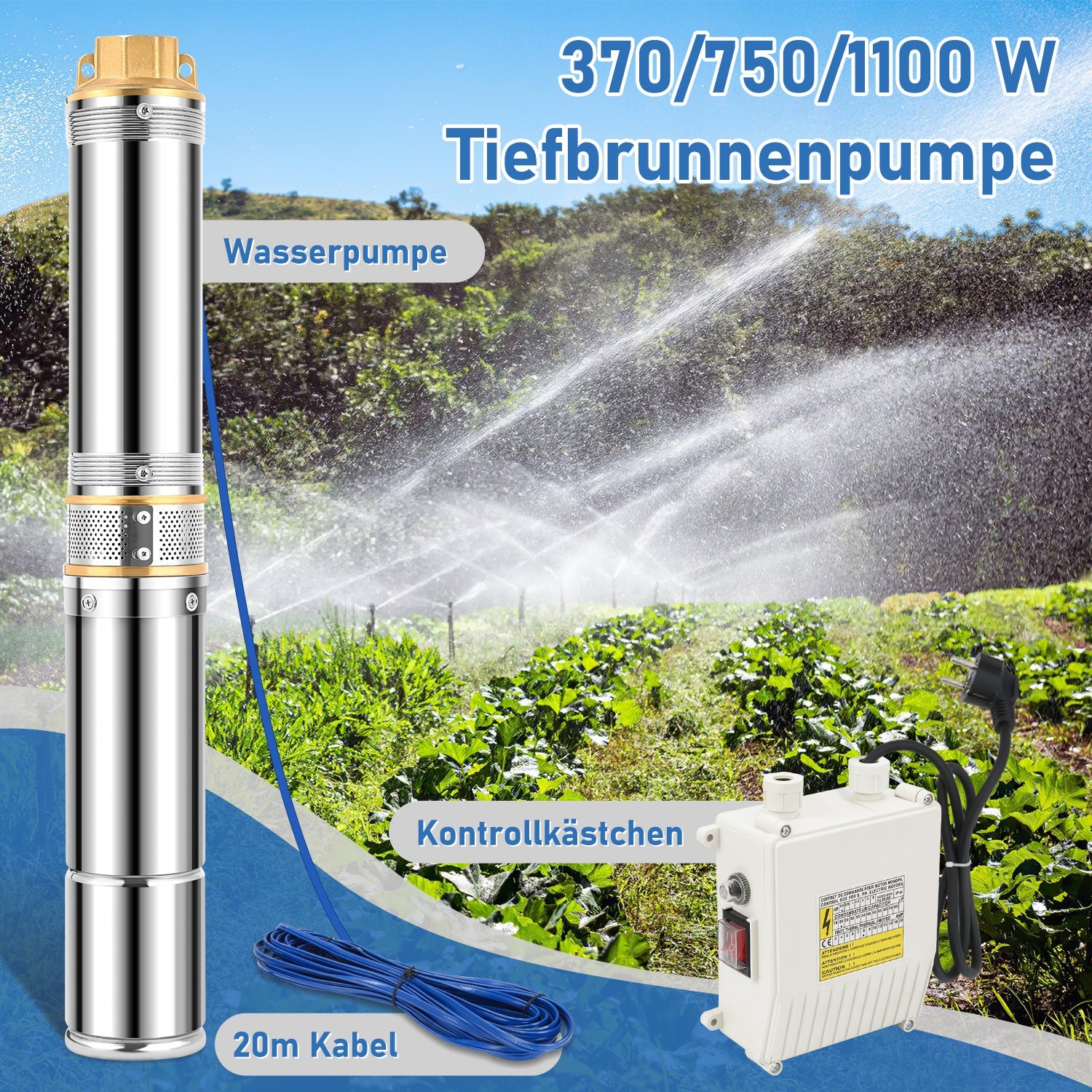 Cosmo Go Tiefbrunnenpumpe für Gartenbewässerung Edelstahl