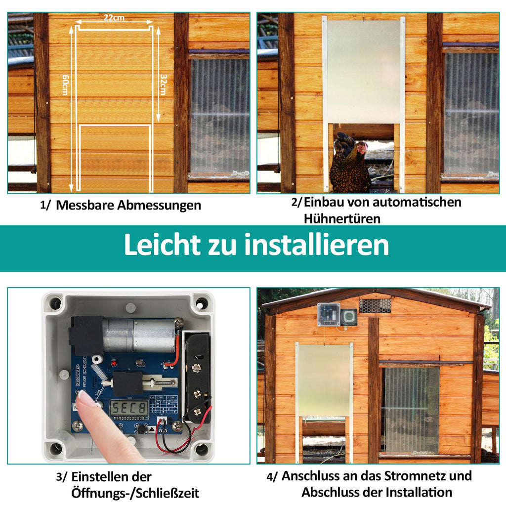Cosmo Go Automatische Hühnertür mit Lichtsensor und Zeitsteuerung