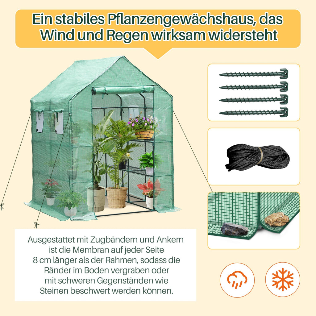 Cosmo Go Foliengewächshaus Gewächshaus mit Regalen