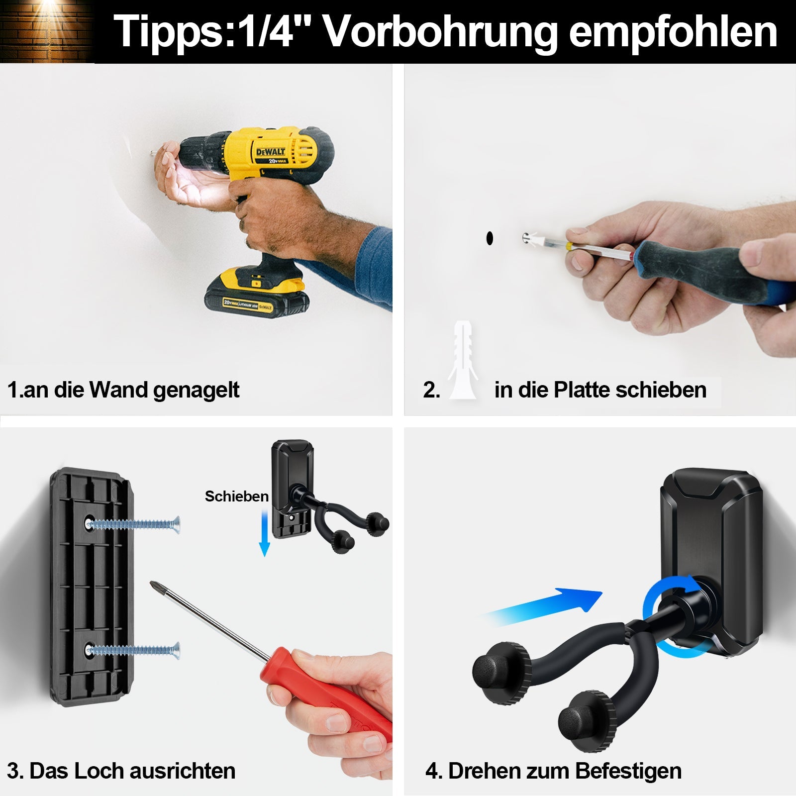 Cosmo Go Gitarrenhalter Gitarrenwandhalter Gitarrenständer