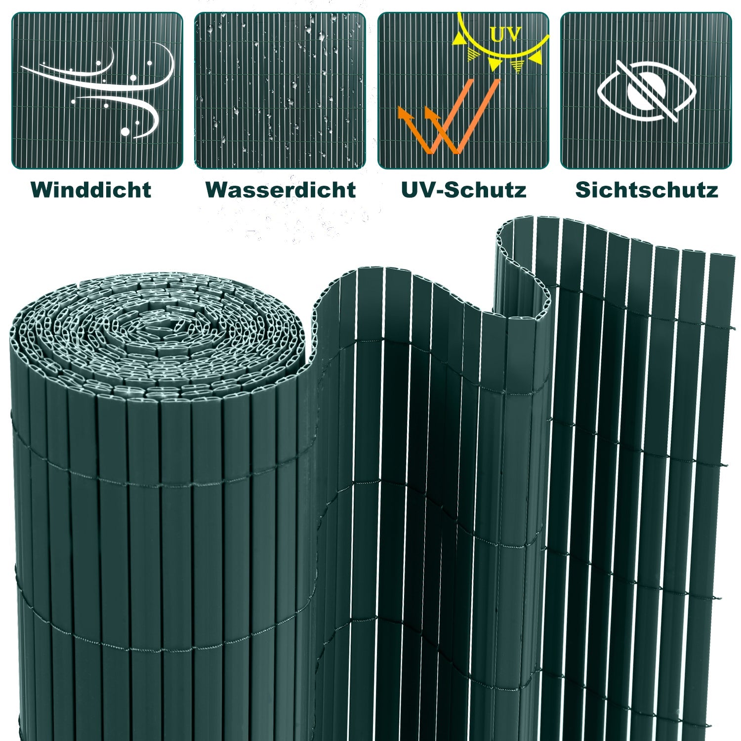 Cosmo Go PVC Sichtschutzmatte mit Kabelbindern Doppelte Verstärkung