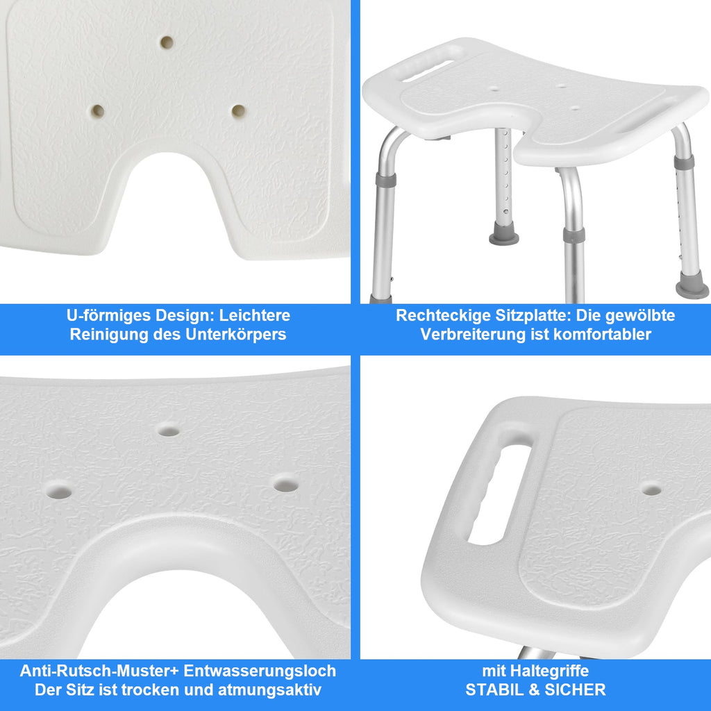 Cosmo Go Duschhocker Höhenverstellbar U-Typ Aluminium