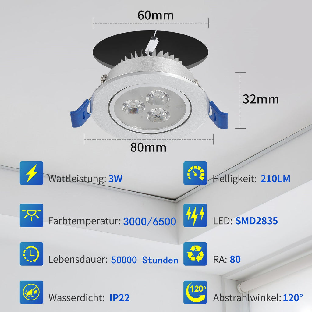 Cosmo Go LED Einbaustrahler 20x 3W Kaltweiß/Warmweiß Extra flach