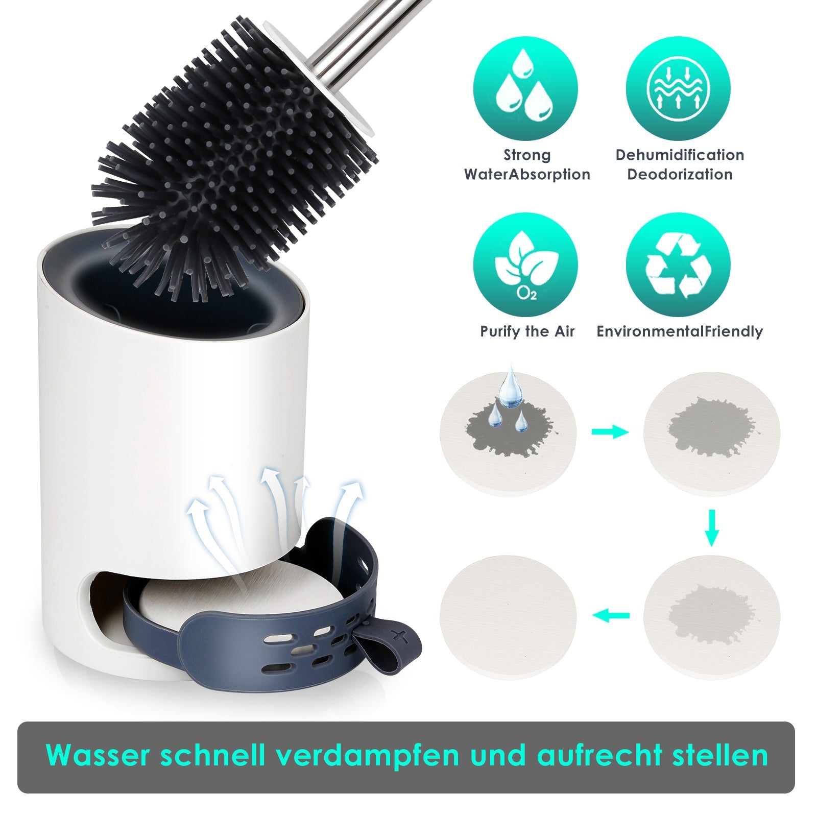Cosmo Go Silikon Toilettenbürste Steril Edelstahl 2 in 1