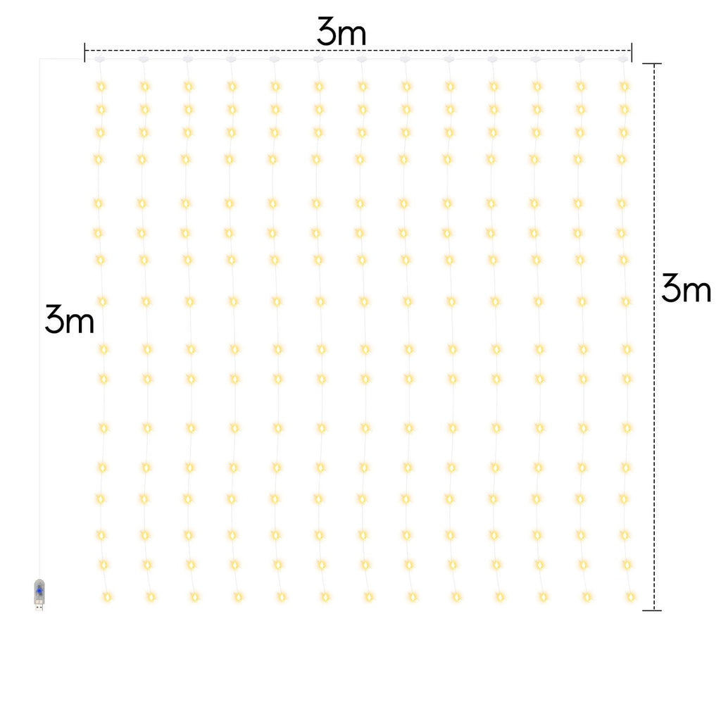 Cosmo Go LED Lichtervorhang 3x3m/3x6m Warmweiß/Farbe
