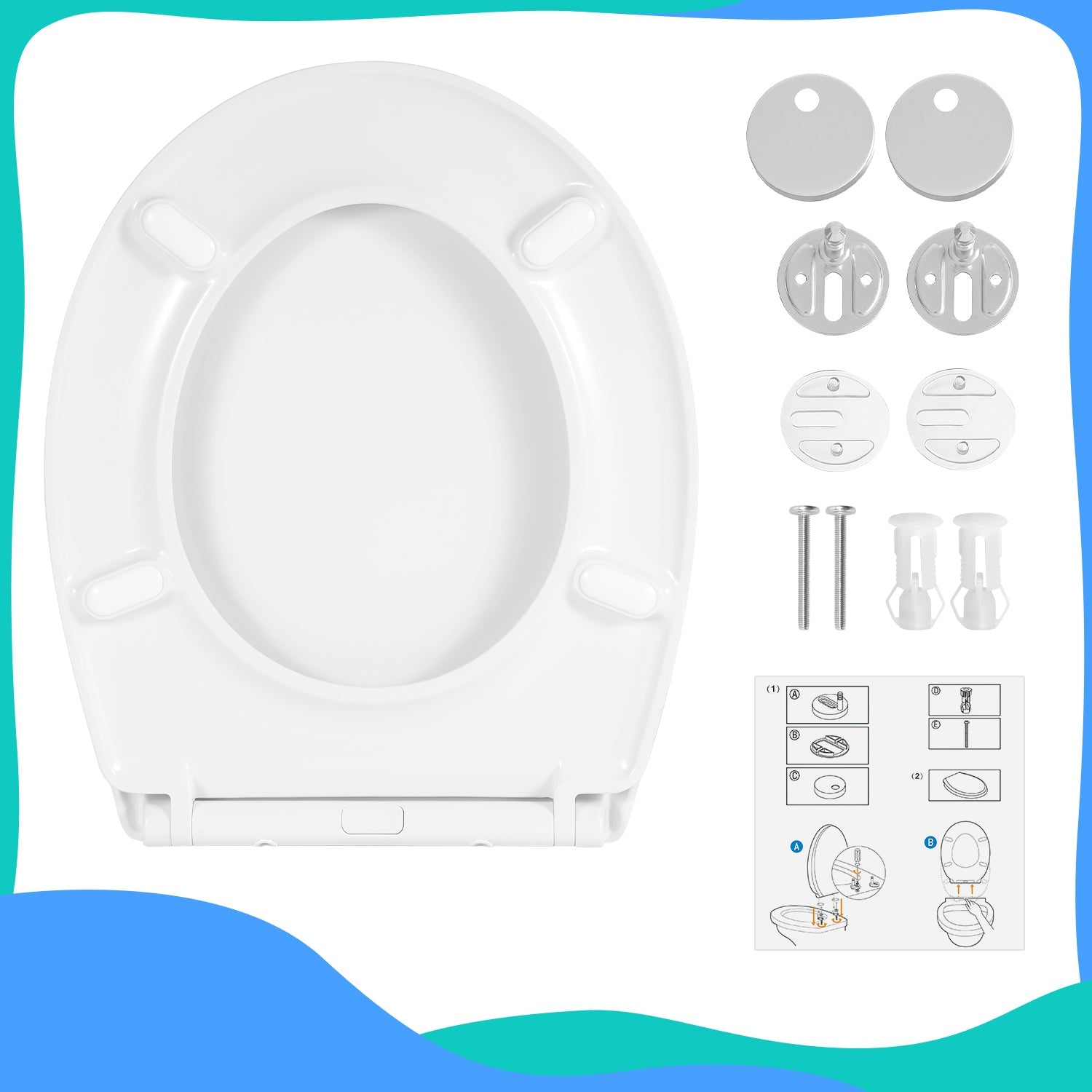 Cosmo Go Toilettendeckel WC Sitz mit Absenkautomatik O-Form