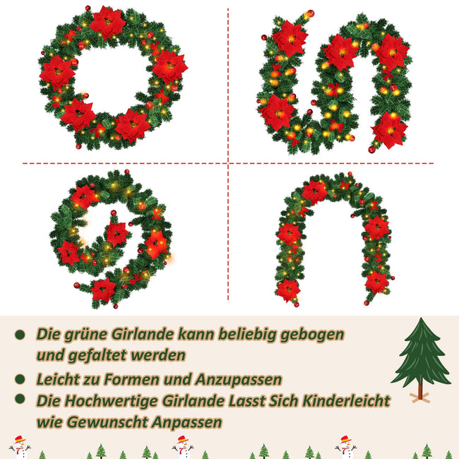Cosmo Go Weihnachtsgirlande 2.7m mit Blumen Main Image