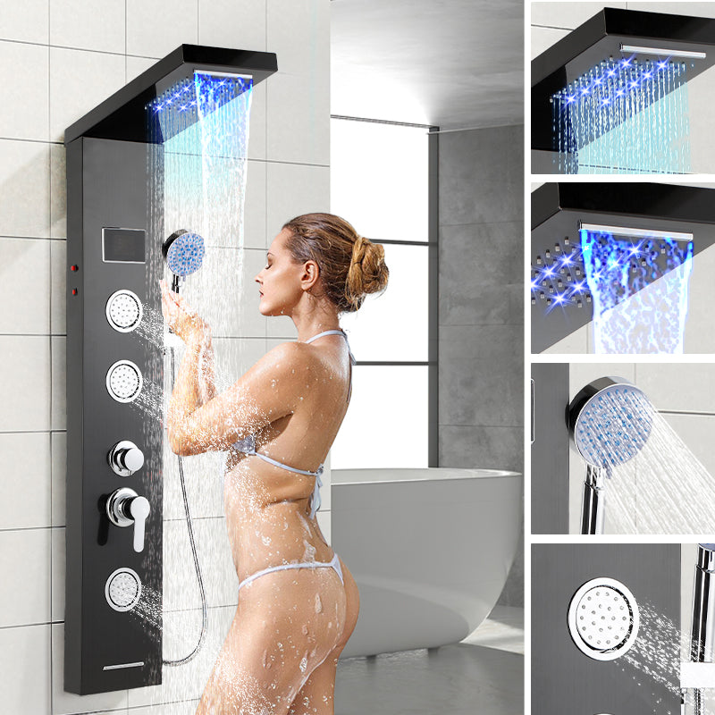 Cosmo Go Duschpaneel Wandduschpaneel 5 Funktionen Edelstahl Schwarz