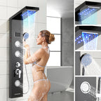 Cosmo Go Duschpaneel Wandduschpaneel 5 Funktionen Edelstahl Schwarz