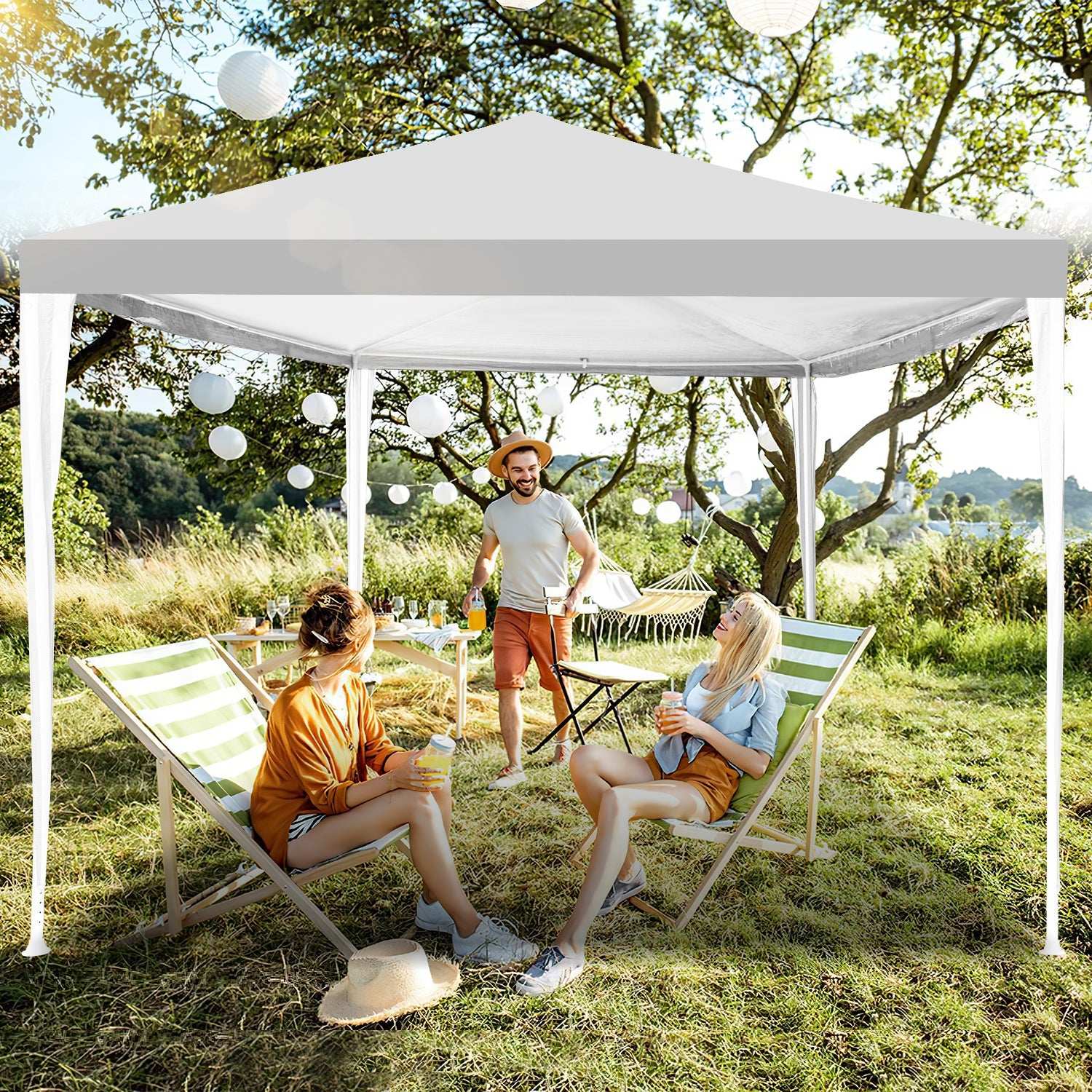 Cosmo Go Pavillon 3x3m Partyzelt Wasserdicht mit Seitenteilen