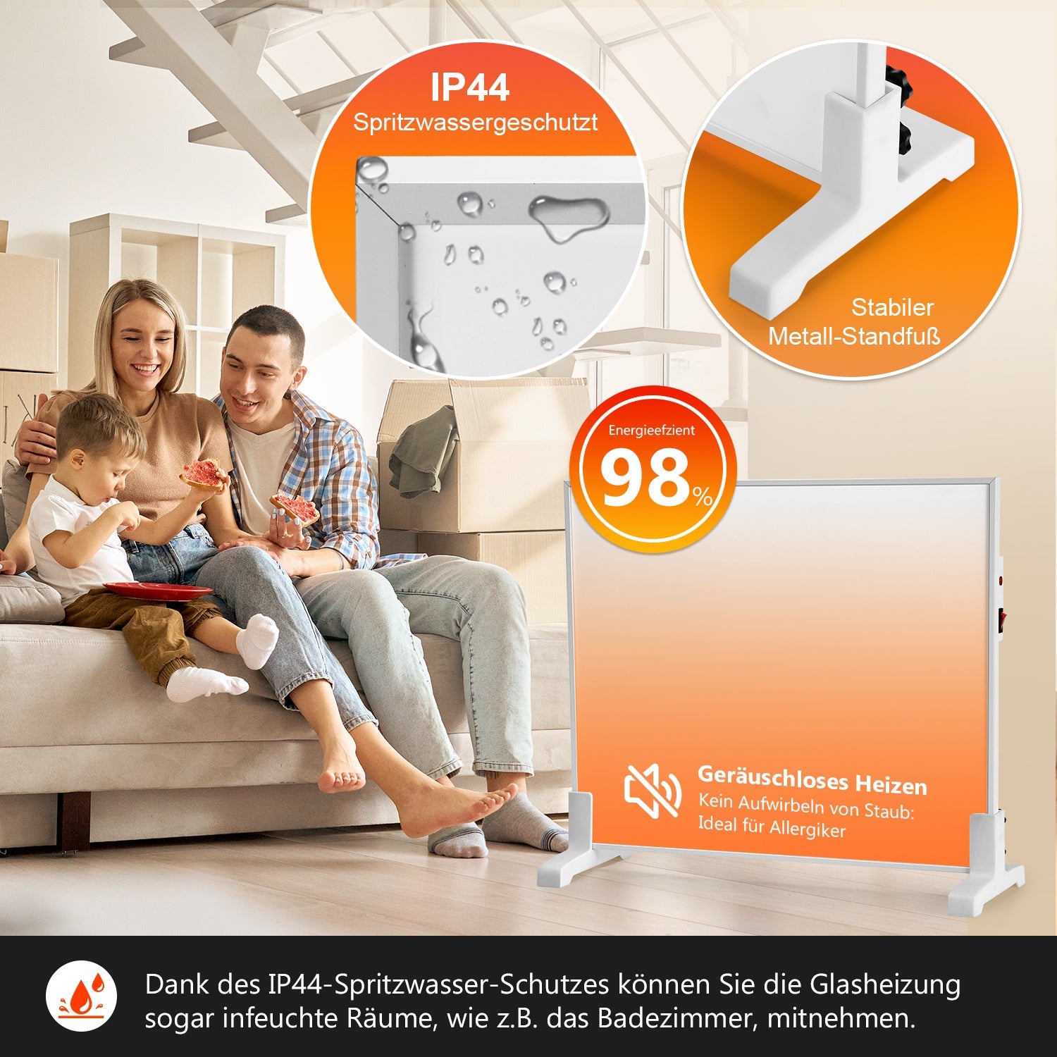 Cosmo Go Infrarotheizung Thermostat APP Fernbedienung 300-1200 W