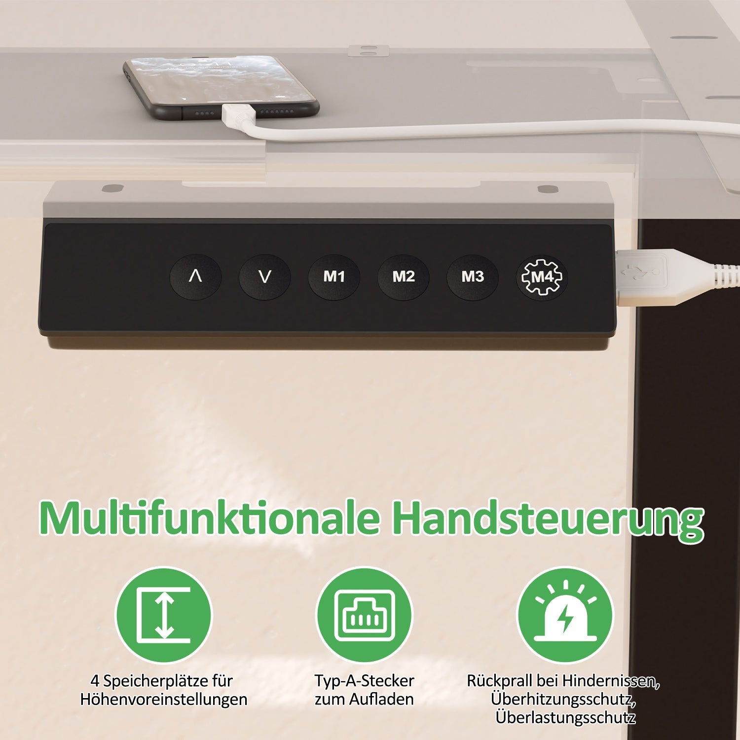 Cosmo Go Höhenverstellbarer Schreibtisch Elektrisch Tischgestell bis 70kg belastbar