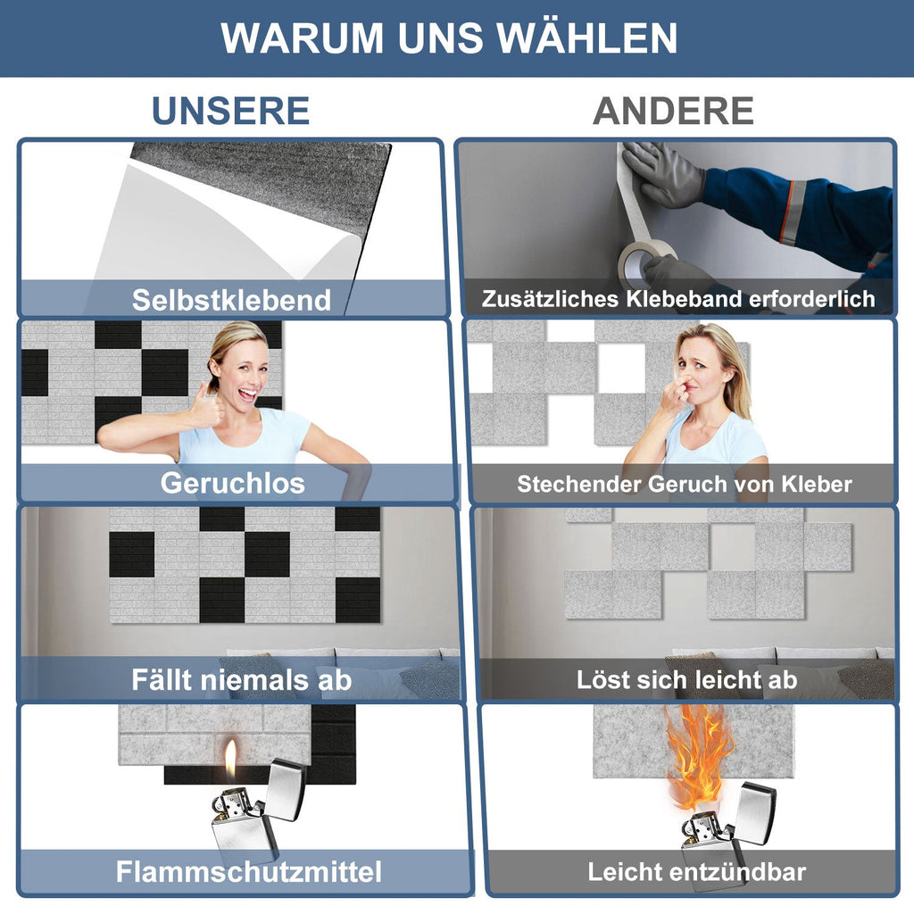 Cosmo Go Akustikplatten Wandpaneele Selbstklebend 12/18 Stück Quadratisch Kacheln