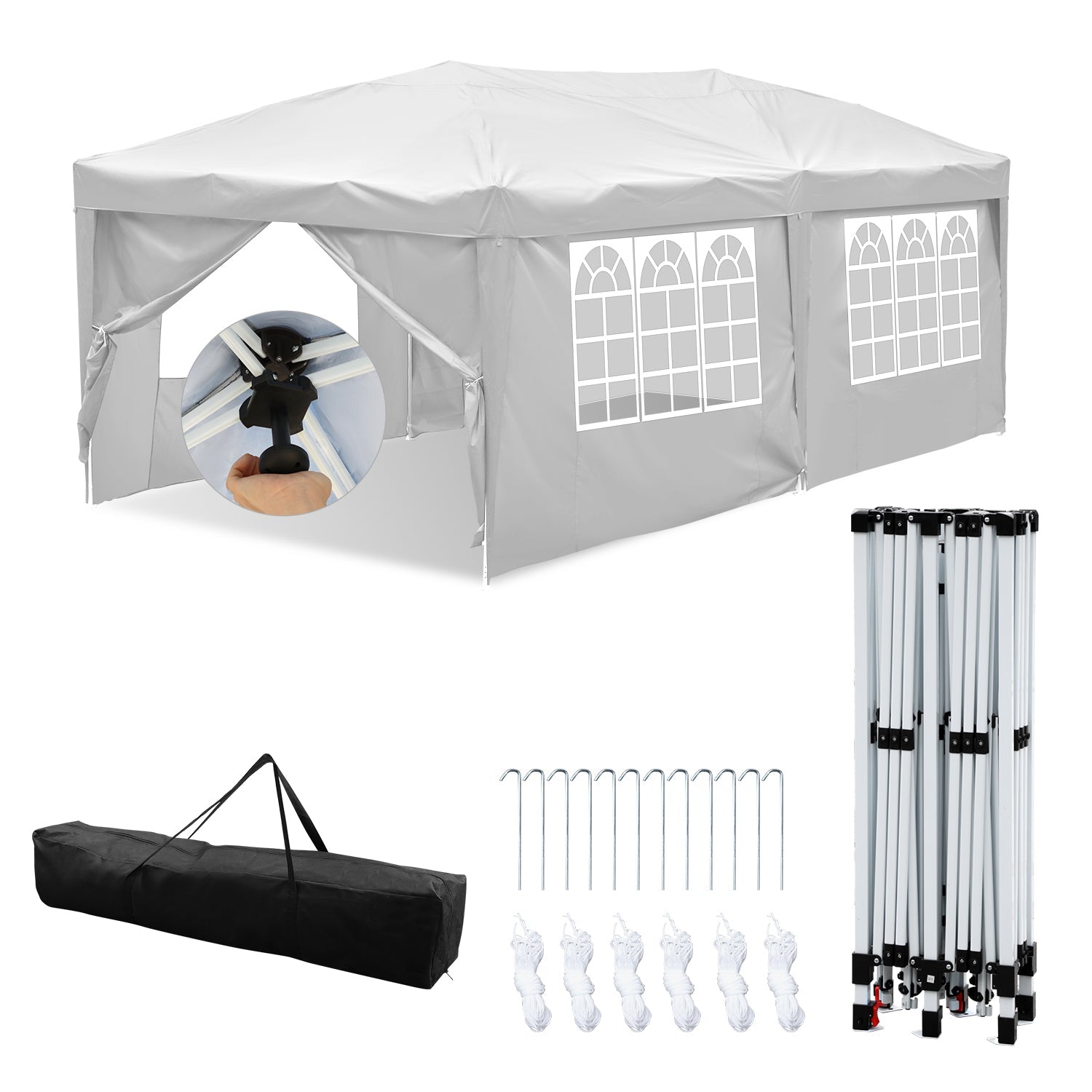 Cosmo Go Pop-Up Pavillon Gazebo mit Zentralverriegelung 3x6m mit Seiten