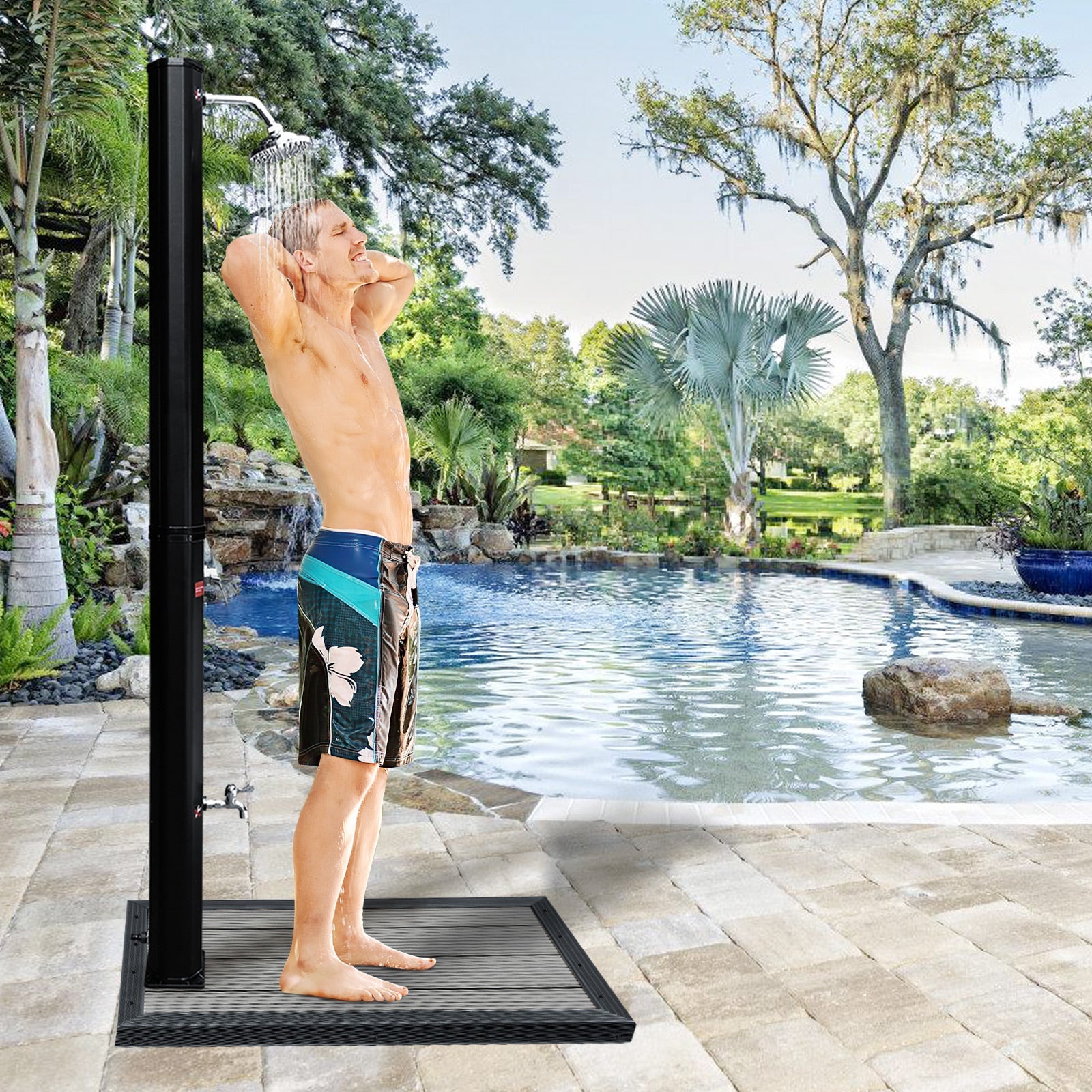 Cosmo Go WPC Bodenplatte für Pooldusche Anti Rutsch