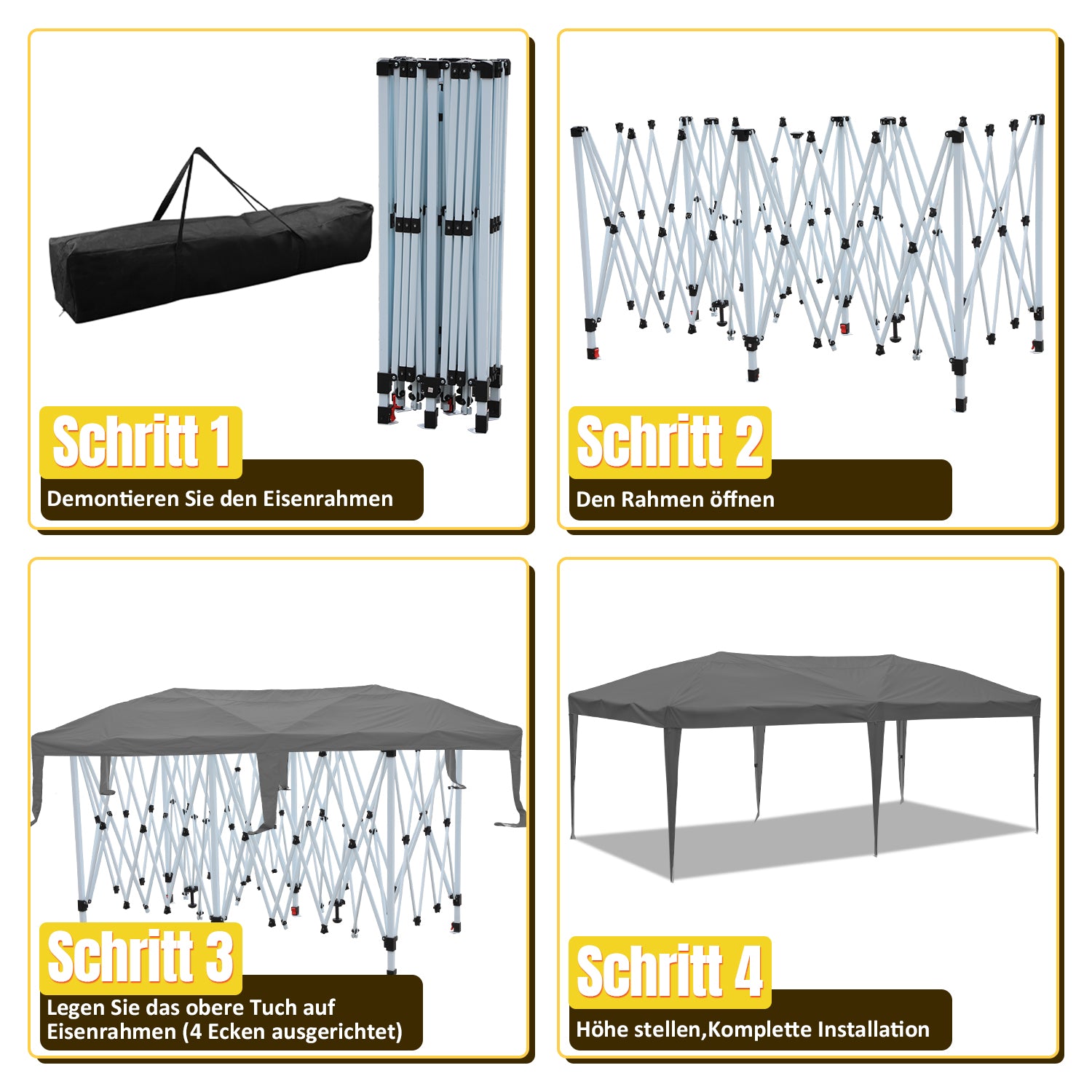 Cosmo Go Pop-Up Pavillon Gazebo mit Zentralverriegelung 3x6m