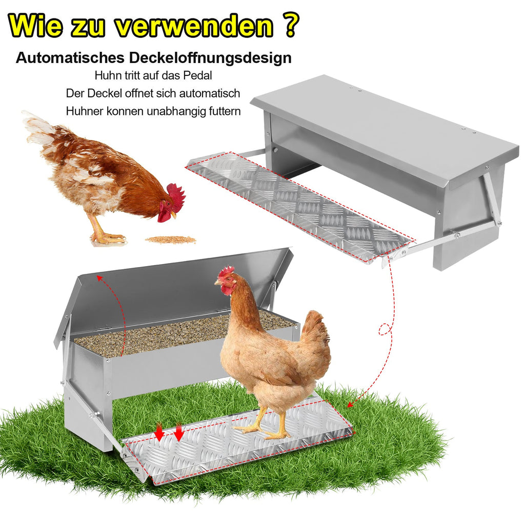 Cosmo Go Futterautomat für hühner Fußpedal selbstöffnender 5kg