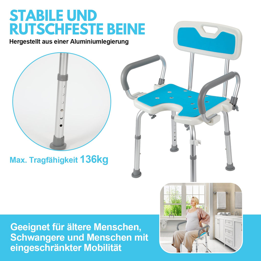 Cosmo Go Duschhocker Duschsitz mit Hochklappbare Armlehne