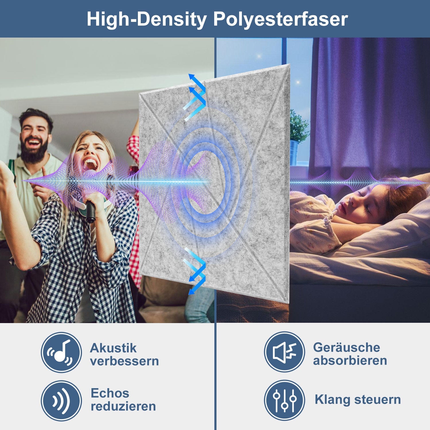 Cosmo Go Akustikplatten Wandpaneele Selbstklebend 12/18 Stück Quadratisch Dreieck