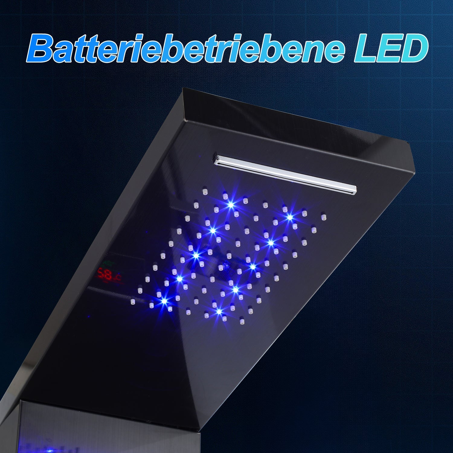 Cosmo Go Duschpaneel Wandduschpaneel 5 Funktionen Edelstahl Schwarz