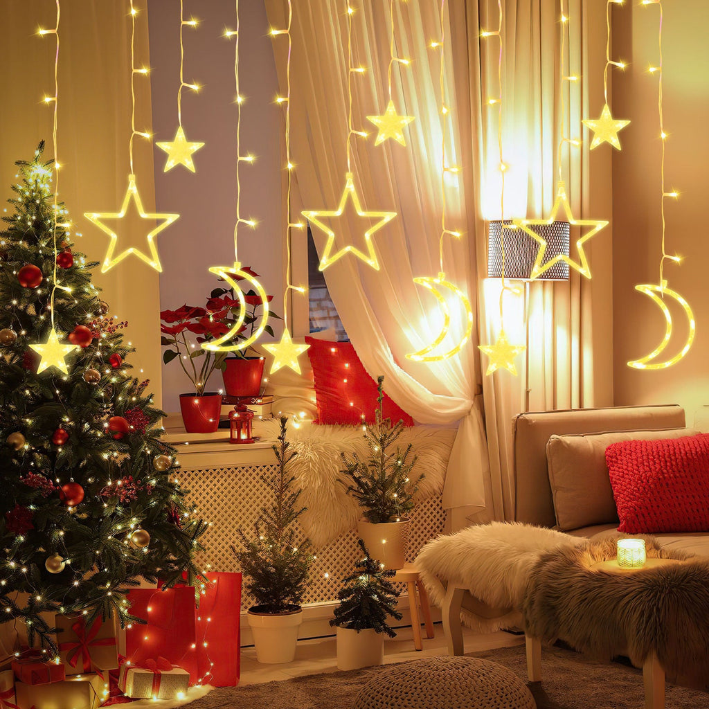Cosmo Go LED Sterne Weihnachtsbeleuchtung Lichtervorhang 3,5M