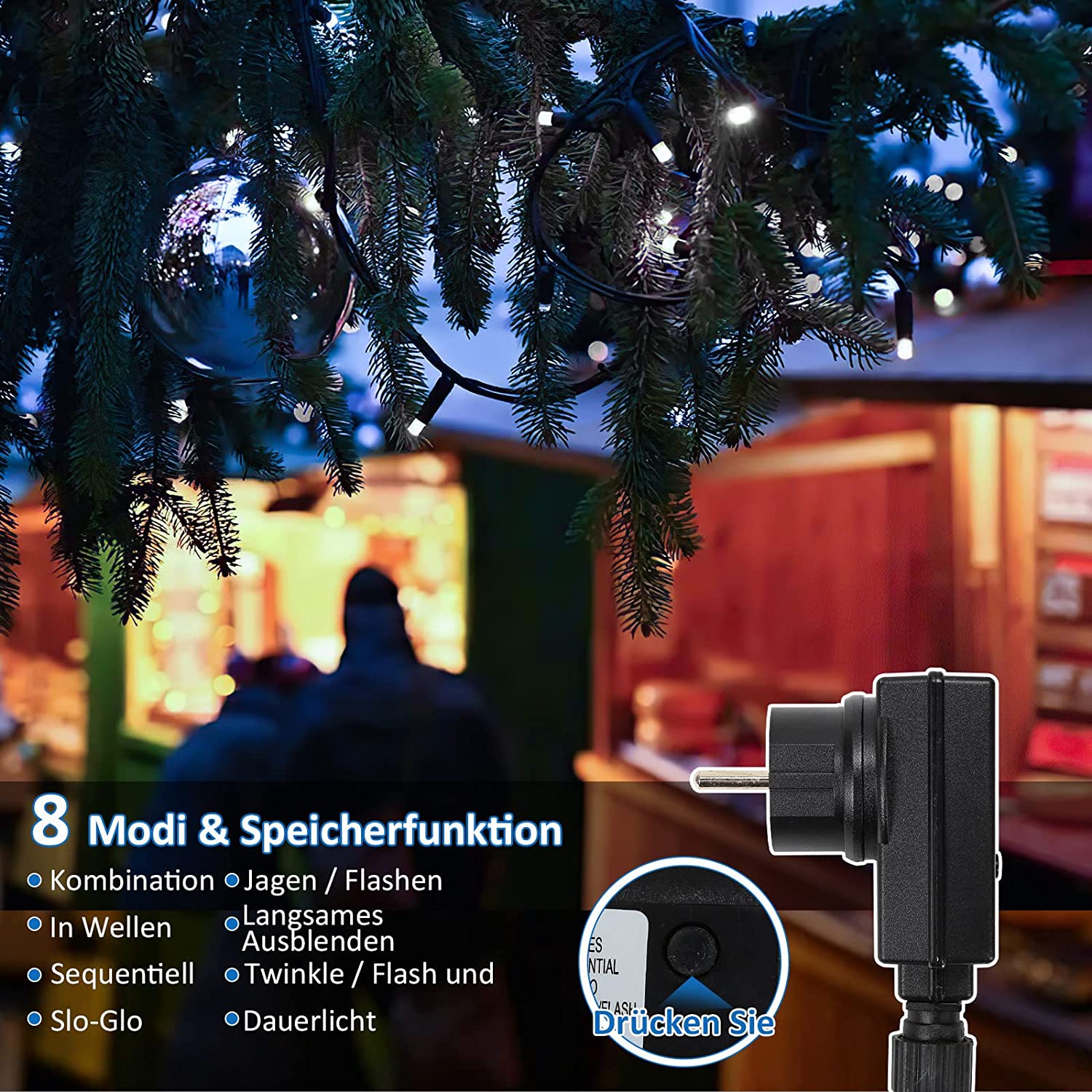 Cosmo Go LED Lichterkette Außen 10m/20m/30m Schwarz Kabel