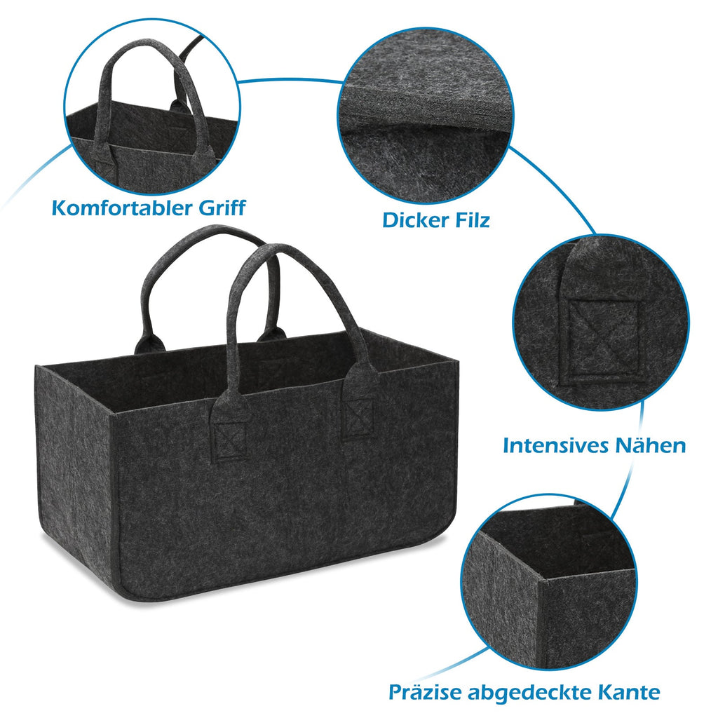 Cosmo Go 2x Filztasche Kaminholztasche Brennholzkorb Faltbar 30L